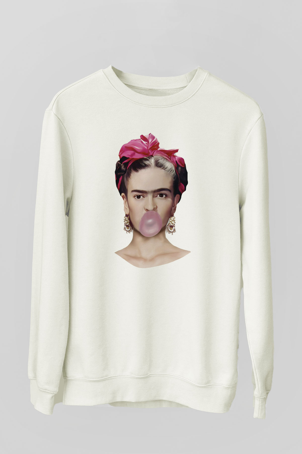 Frida Kahlo Beyaz Unisex Sweatshirt