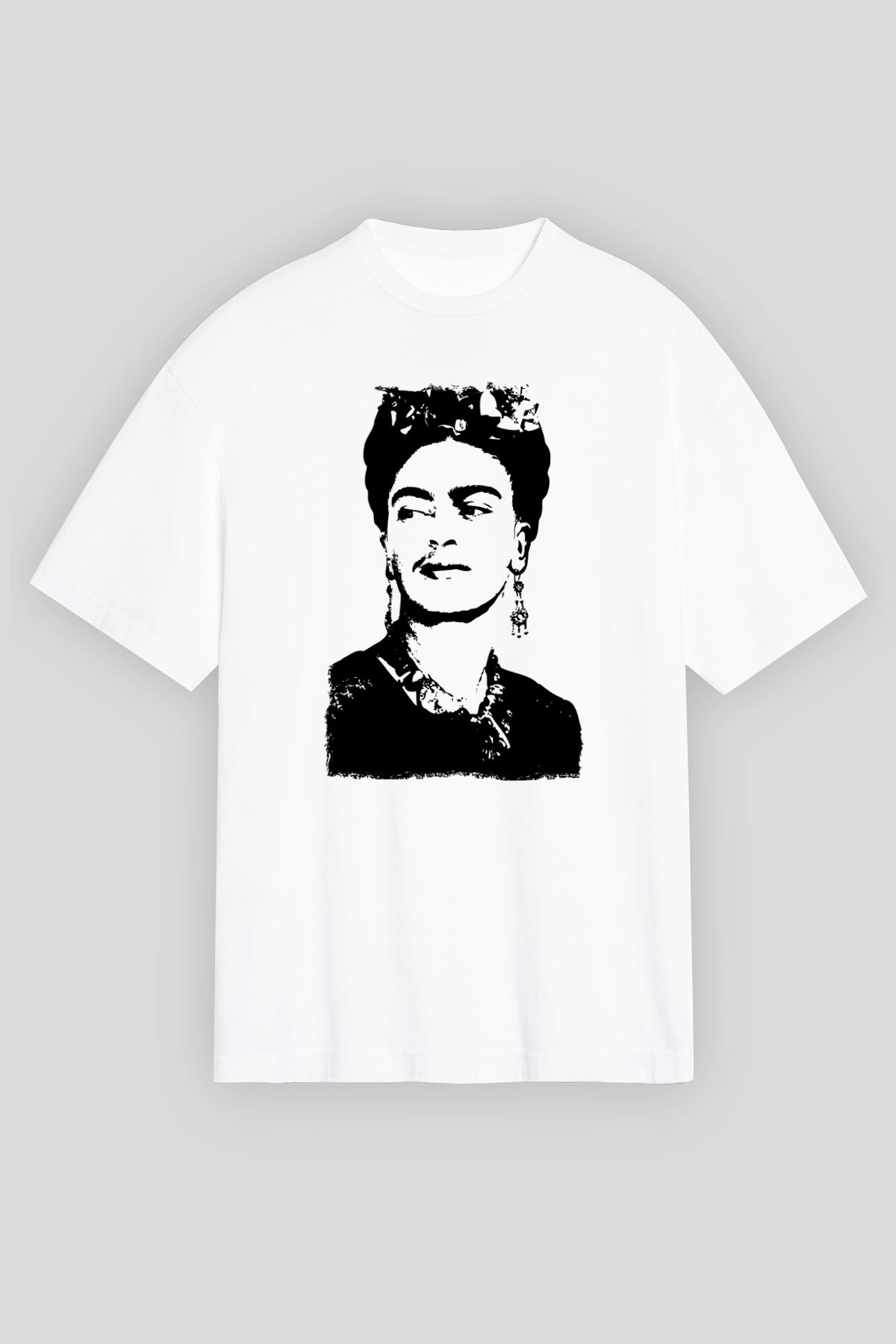 Frida Kahlo Beyaz Oversize Tişört Oversize T-shirt - TişörtFabrikası