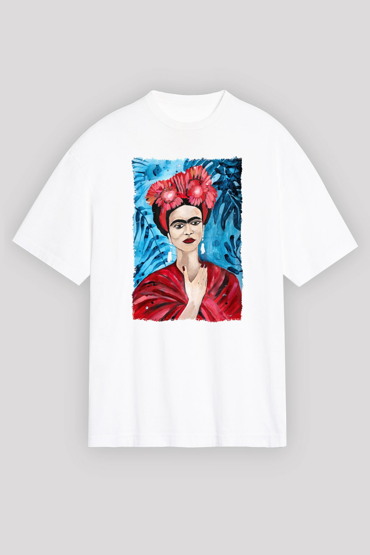 Frida Kahlo Beyaz Oversize Tişört Oversize T-shirt - TişörtFabrikası