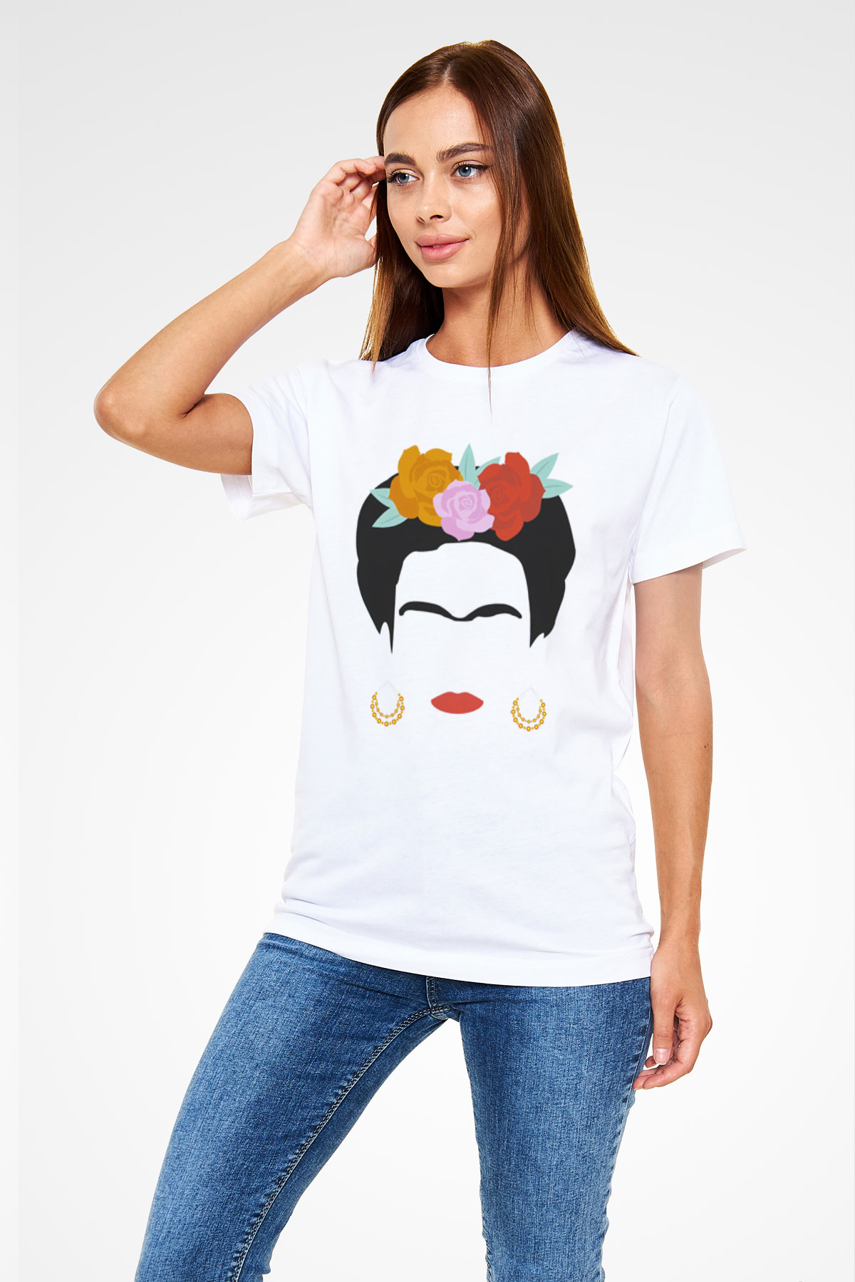 Frida Kahlo Beyaz Unisex Tişört T-Shirt - TişörtFabrikası