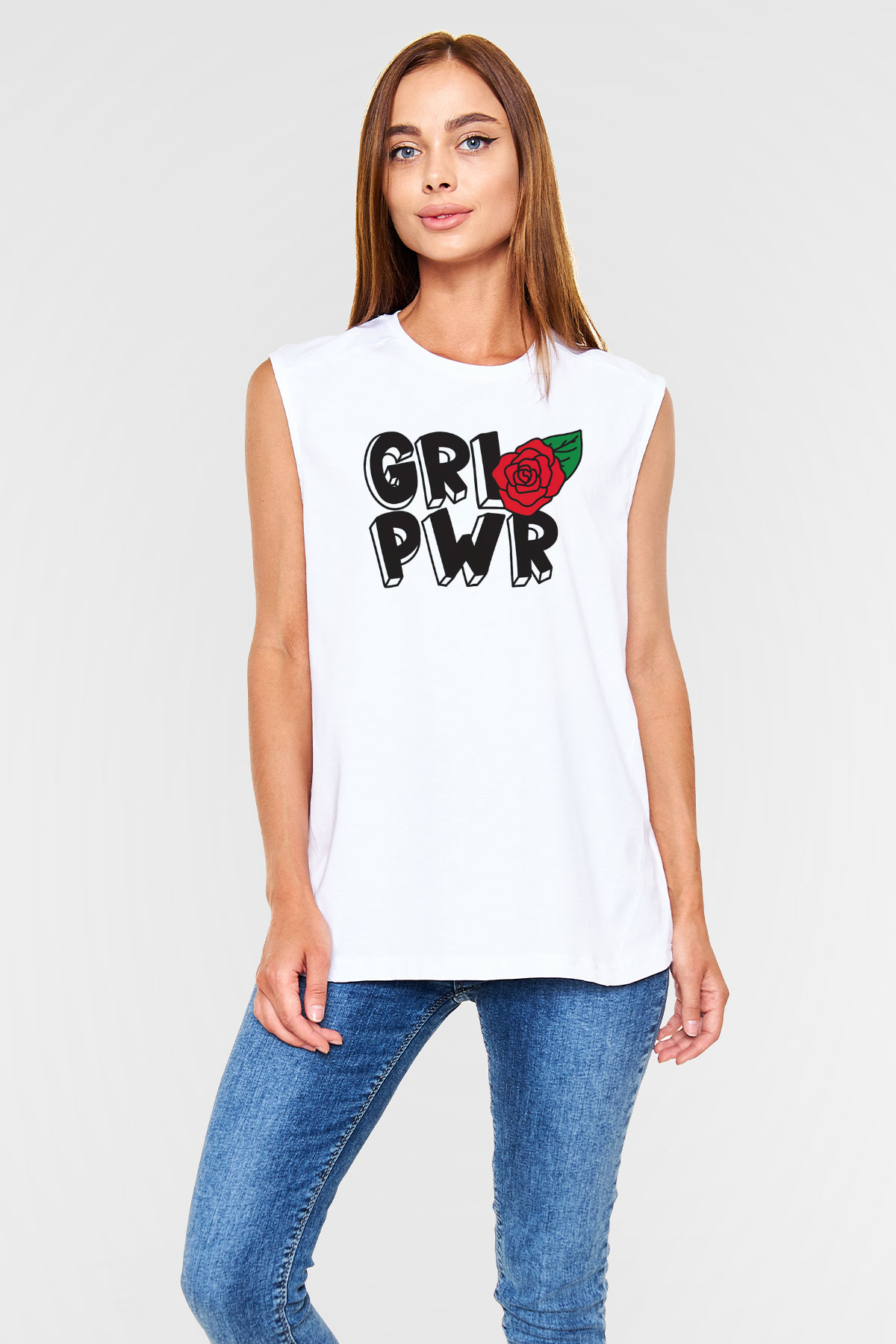Frida Kahlo Girl Power - Grl Pwr Beyaz Unisex Kolsuz Tişört