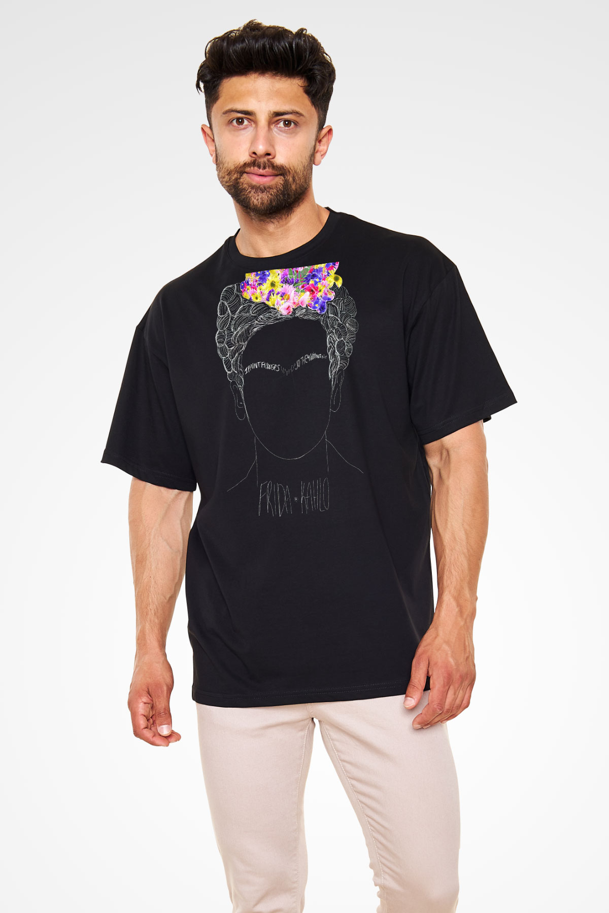 Frida Kahlo Siyah Unisex Oversize Tişört T-Shirt