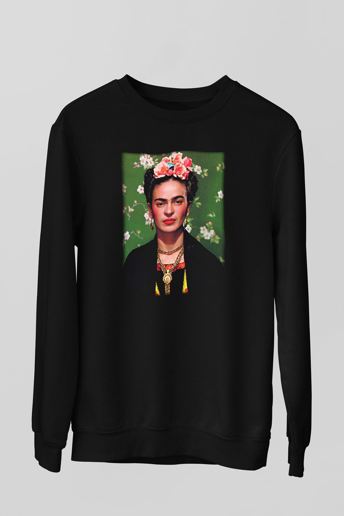 Frida Kahlo Siyah Unisex Sweatshirt