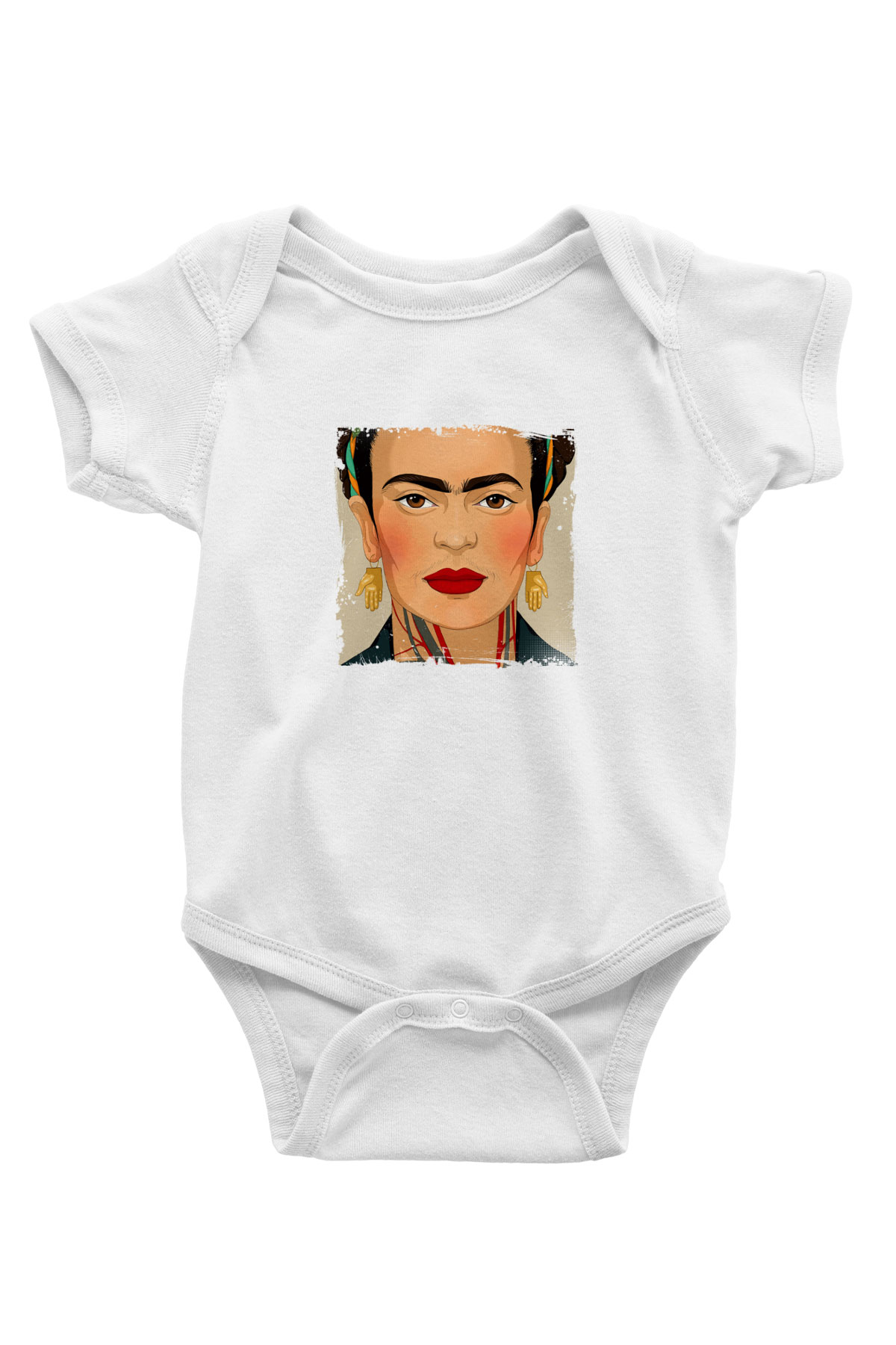 Frida Kahlo Unisex Baskılı Beyaz Bebek Body - Zıbın