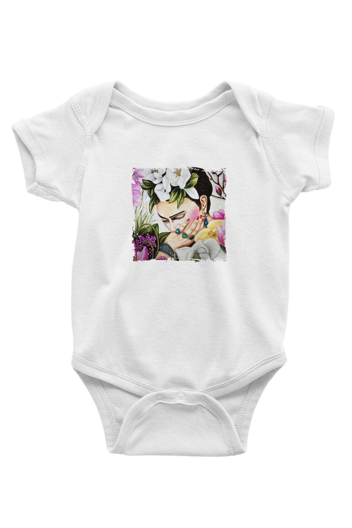 Frida Kahlo Unisex Baskılı Beyaz Bebek Body - Zıbın