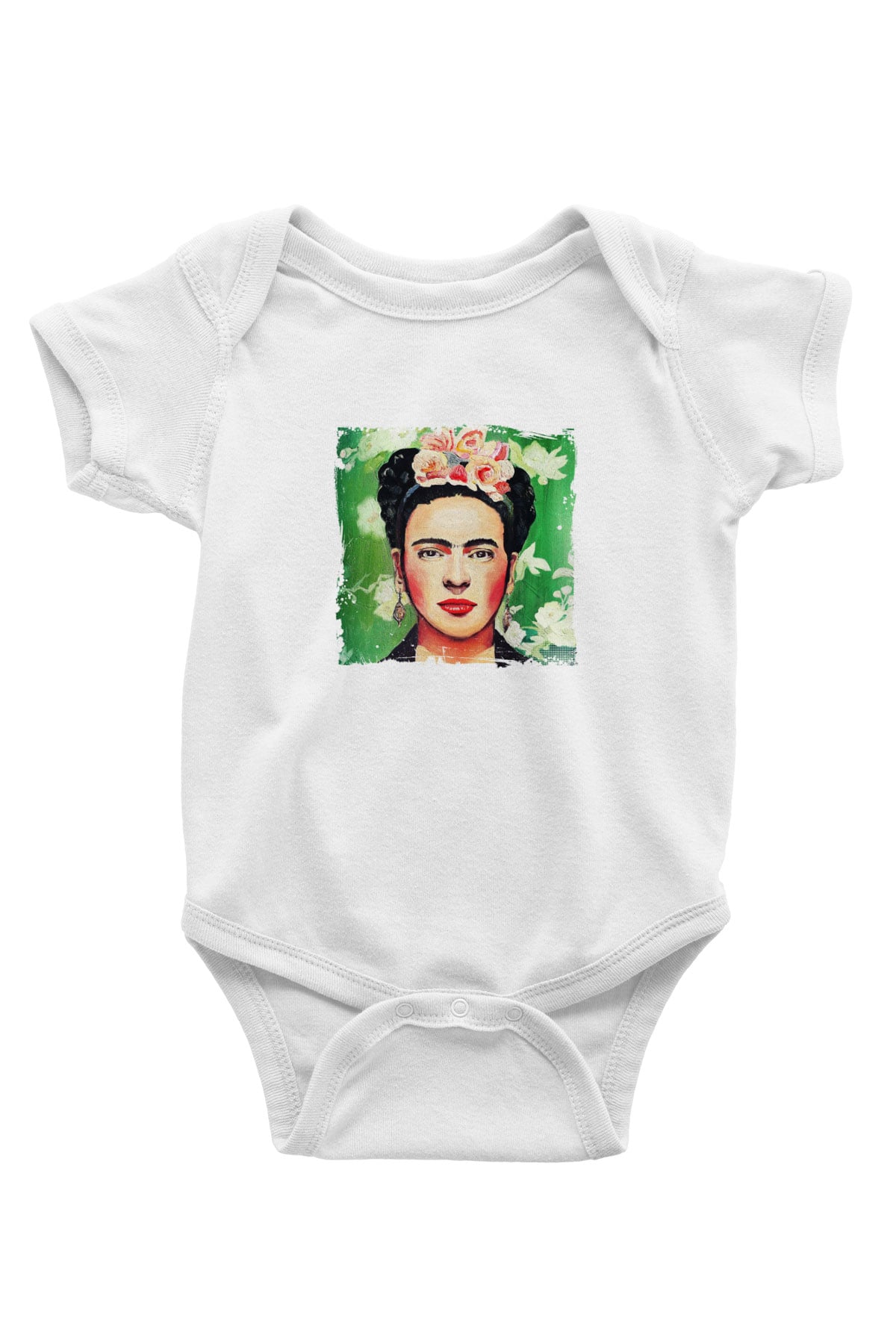 Frida Kahlo Unisex Baskılı Beyaz Bebek Body - Zıbın