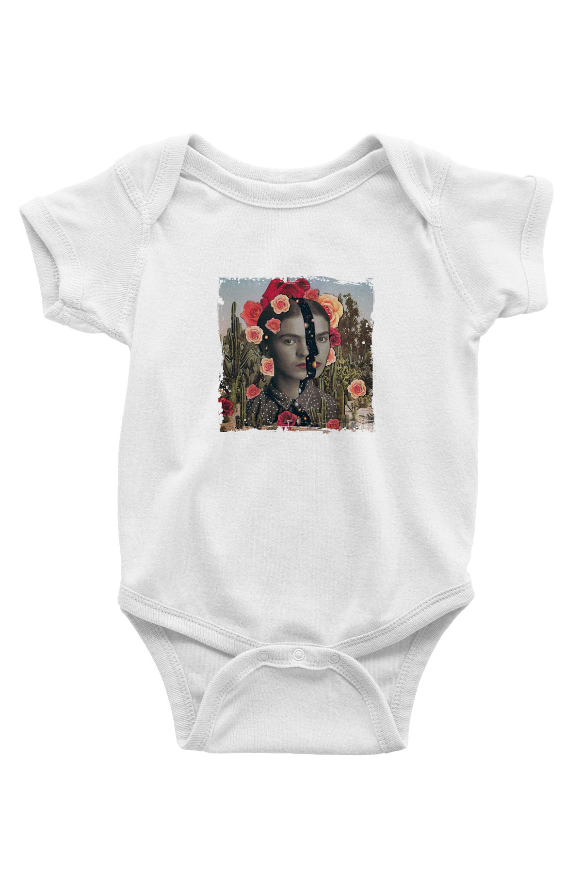 Frida Kahlo Unisex Baskılı Beyaz Bebek Body - Zıbın