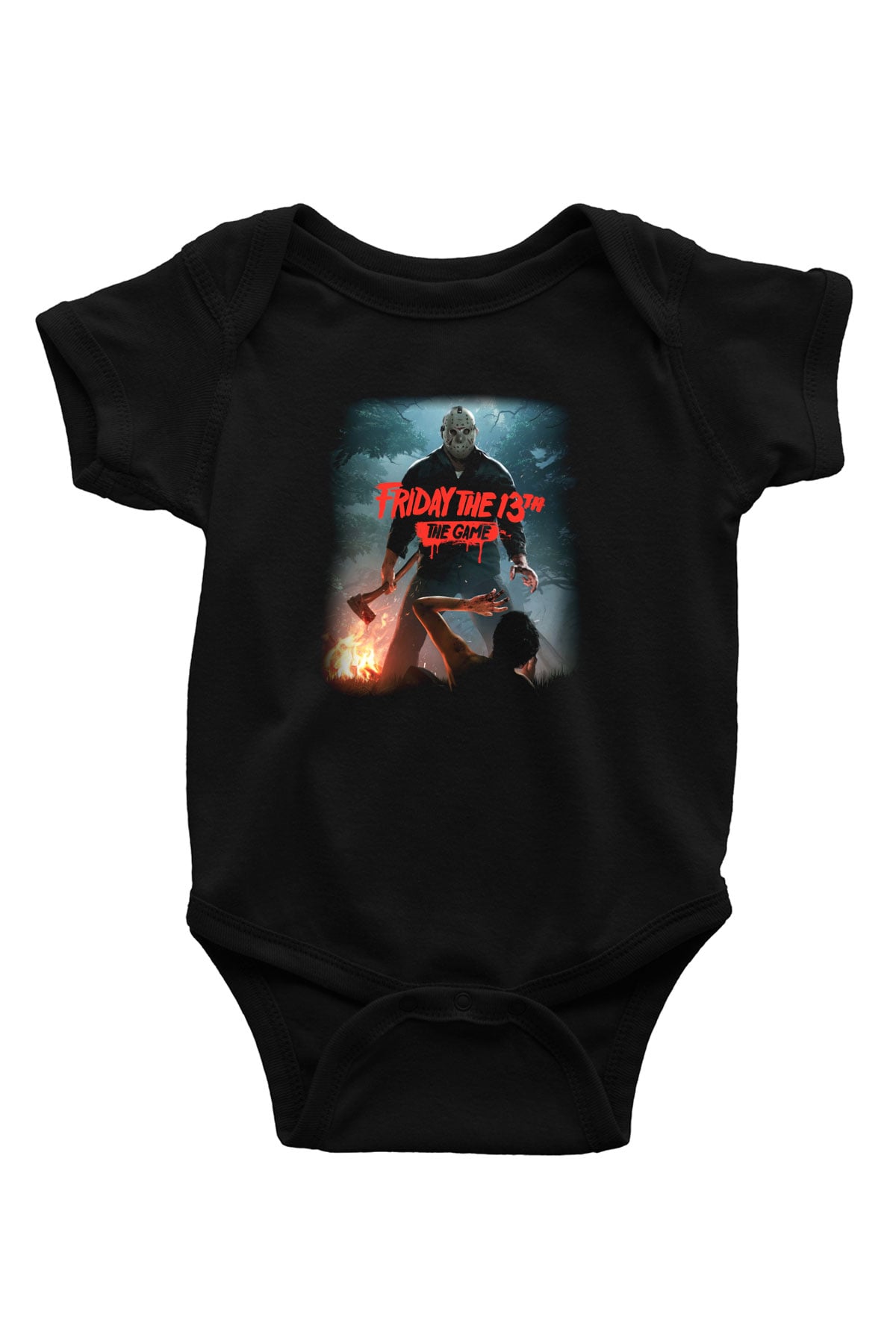 Friday the 13th 13.Cuma Baskılı Siyah Bebek Body - Zıbın