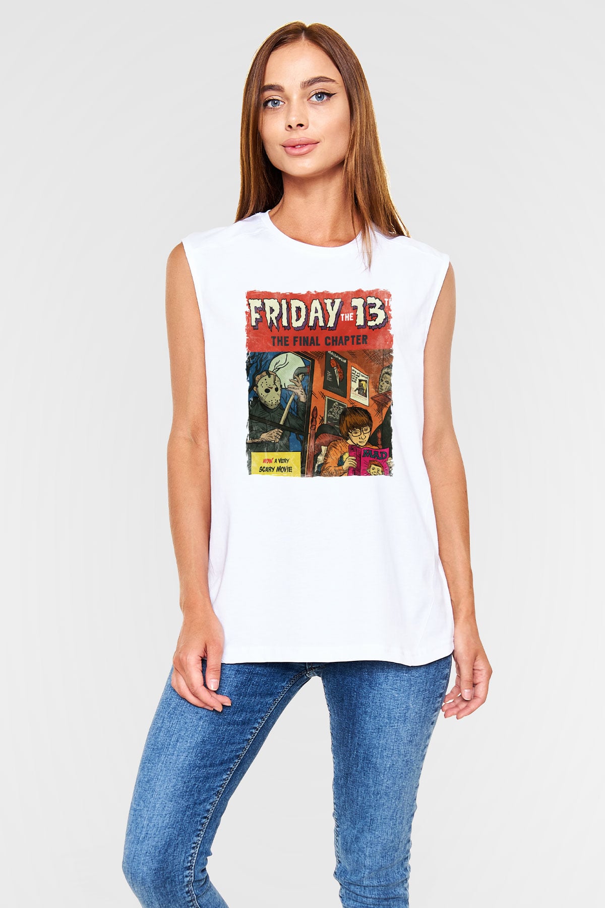 Friday the 13th 13.Cuma Beyaz Unisex  Kolsuz Tişört