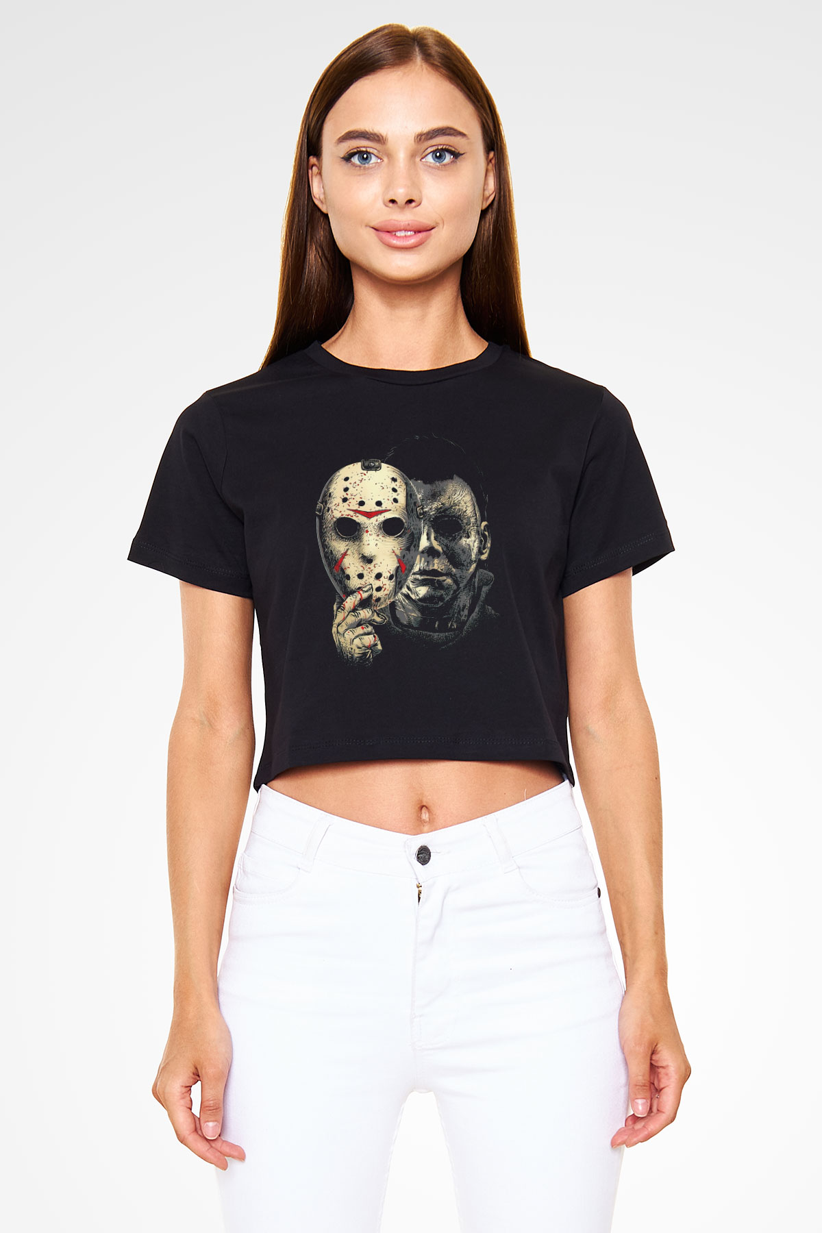 Friday the 13th 13.Cuma Siyah   Crop Top Tişört