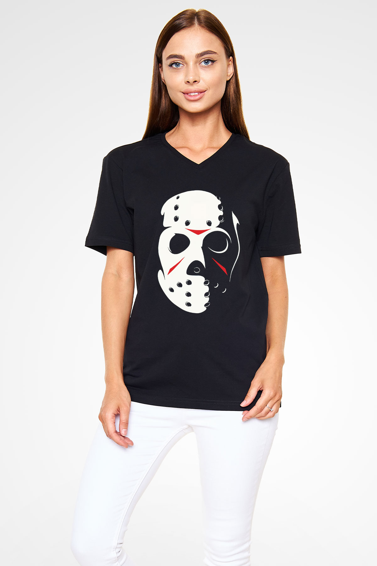 Friday the 13th 13.Cuma Siyah Unisex V Yaka Tişört
