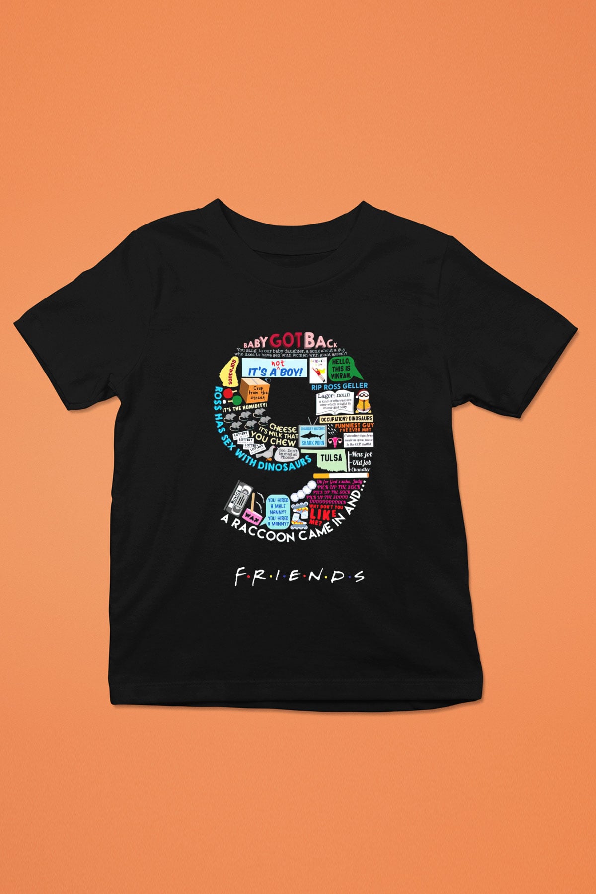 Friends Baskılı Siyah Unisex Çocuk Tişört