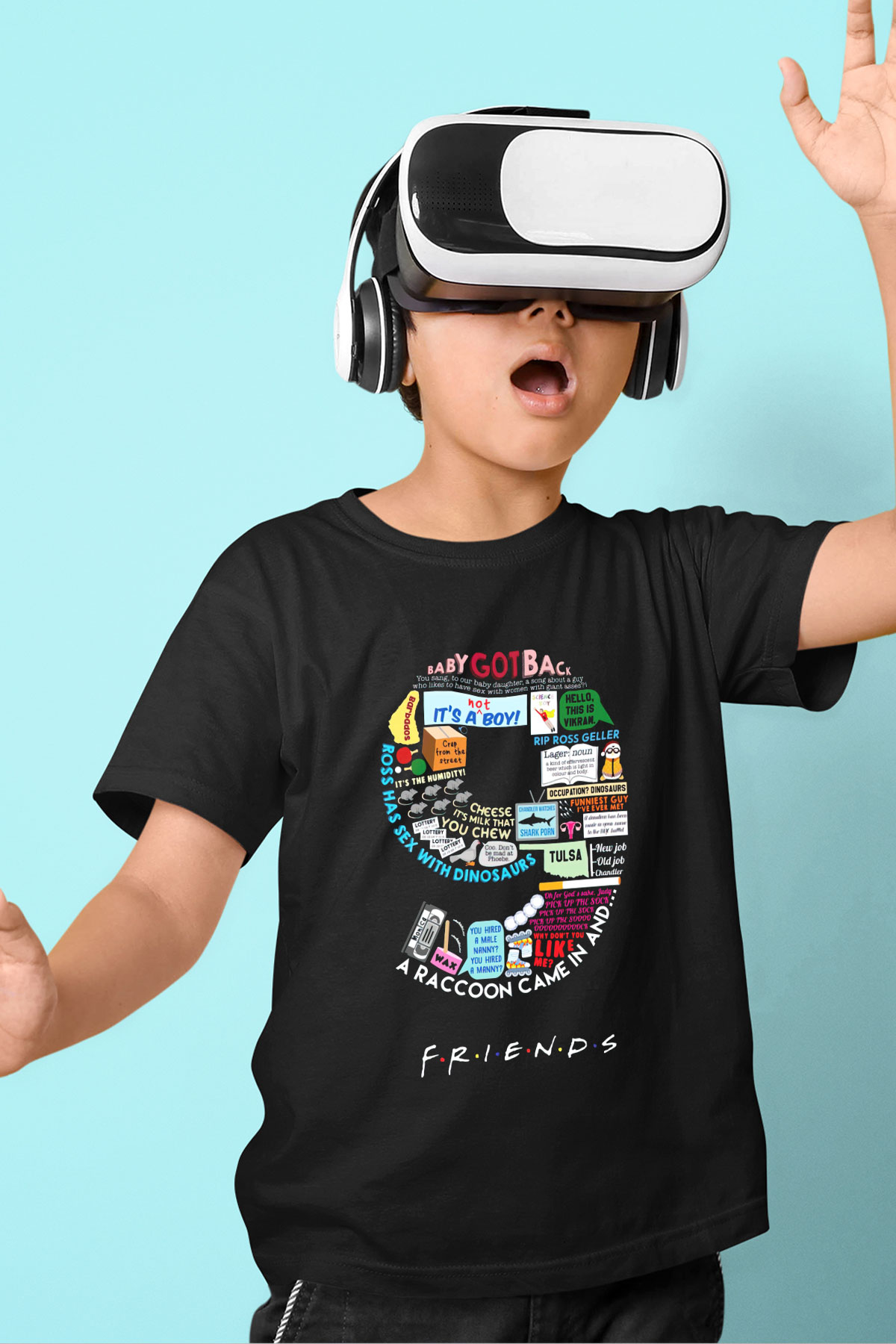 Friends Baskılı Siyah Unisex Çocuk Tişört