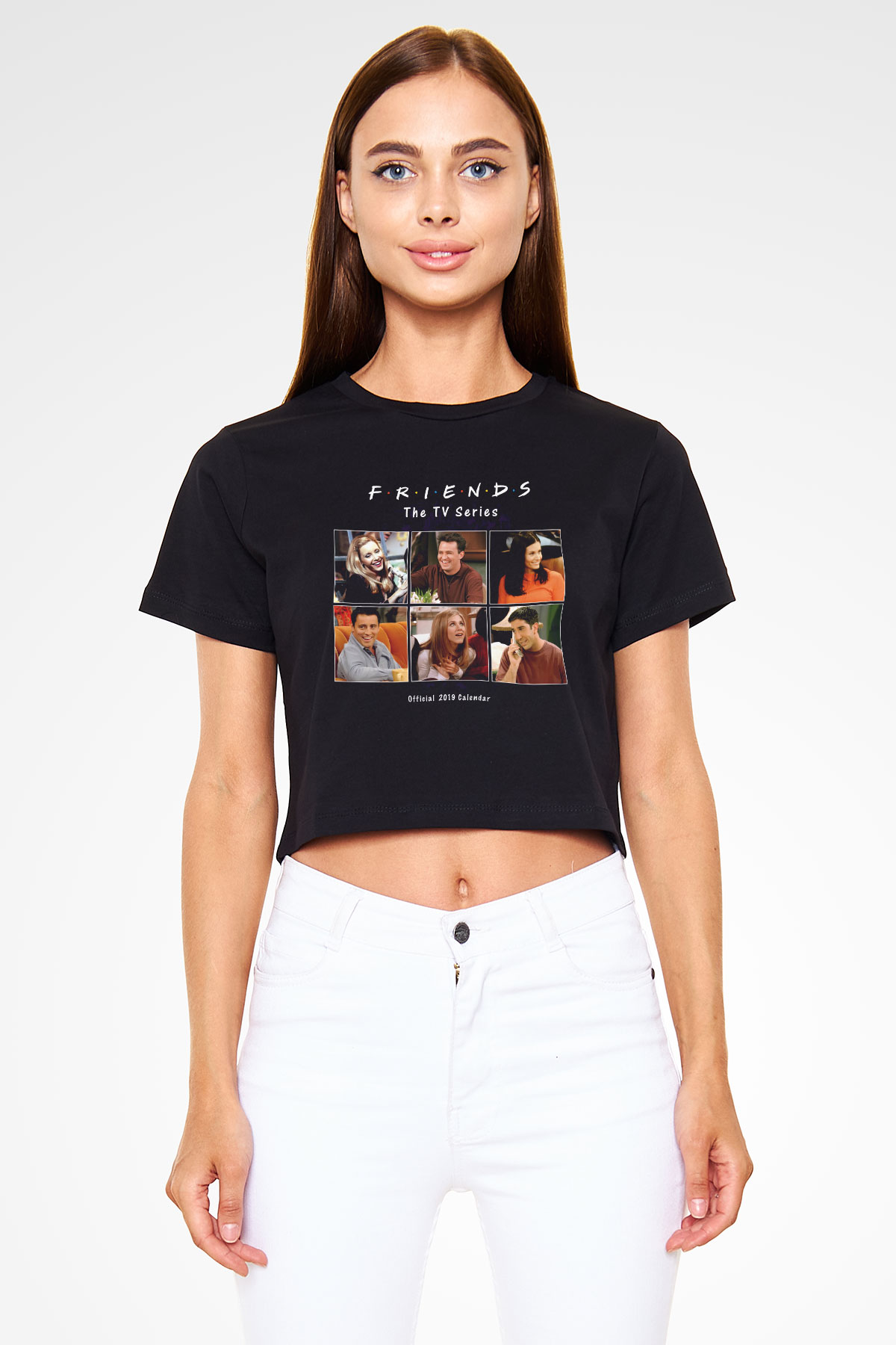 Friends Siyah Crop Top Tişört