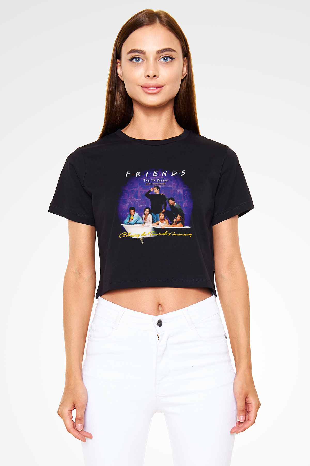 Friends Siyah Crop Top Tişört