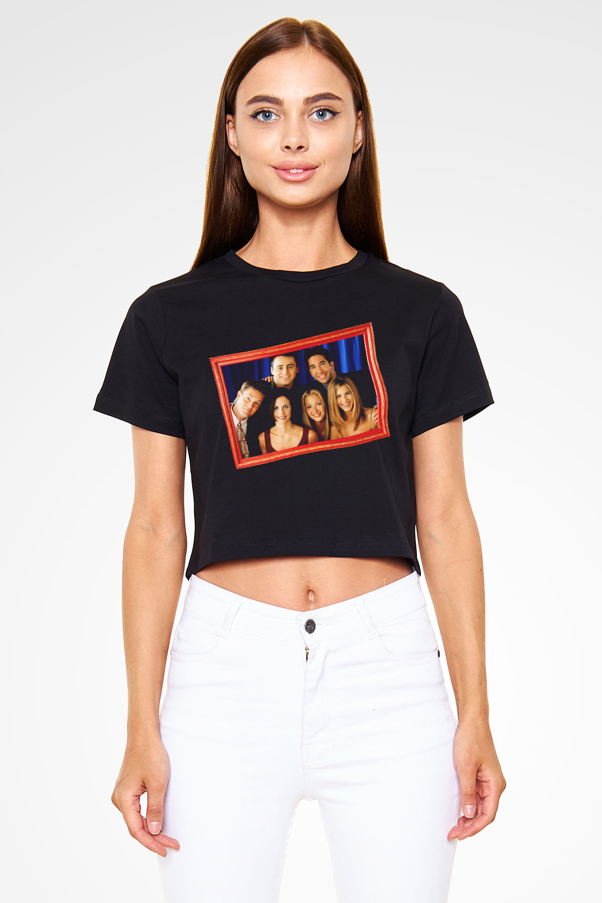 Friends Siyah Crop Top Tişört