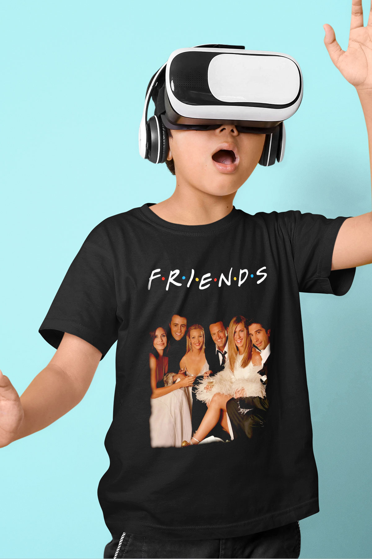 Friends Siyah Unisex  Çocuk Tişört