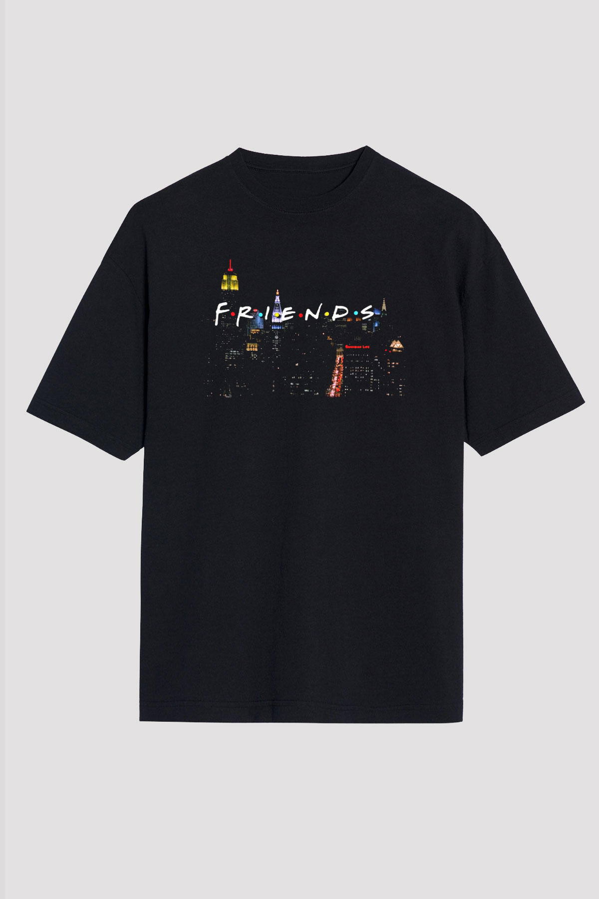 Friends Siyah Unisex Oversize Tişört