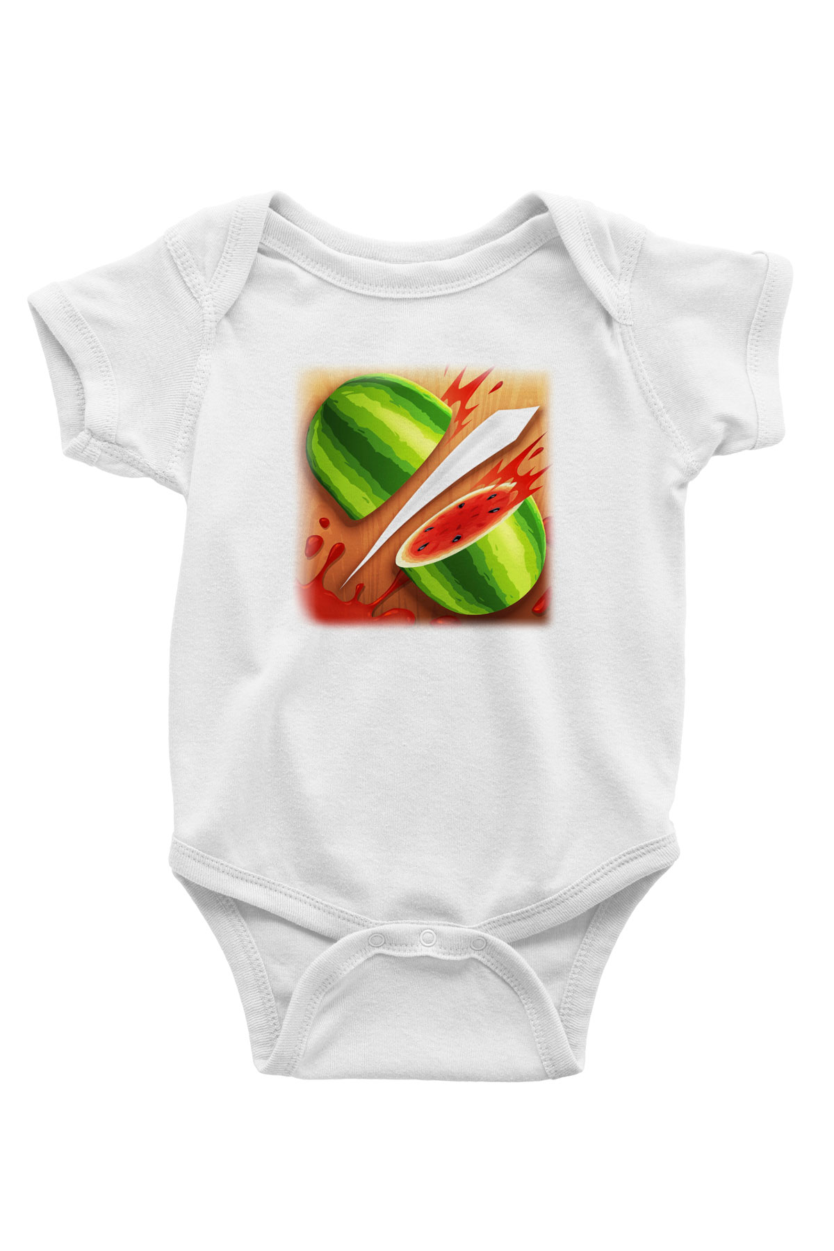 Fruit Ninja Baskılı Beyaz Unisex Bebek Body - Zıbın