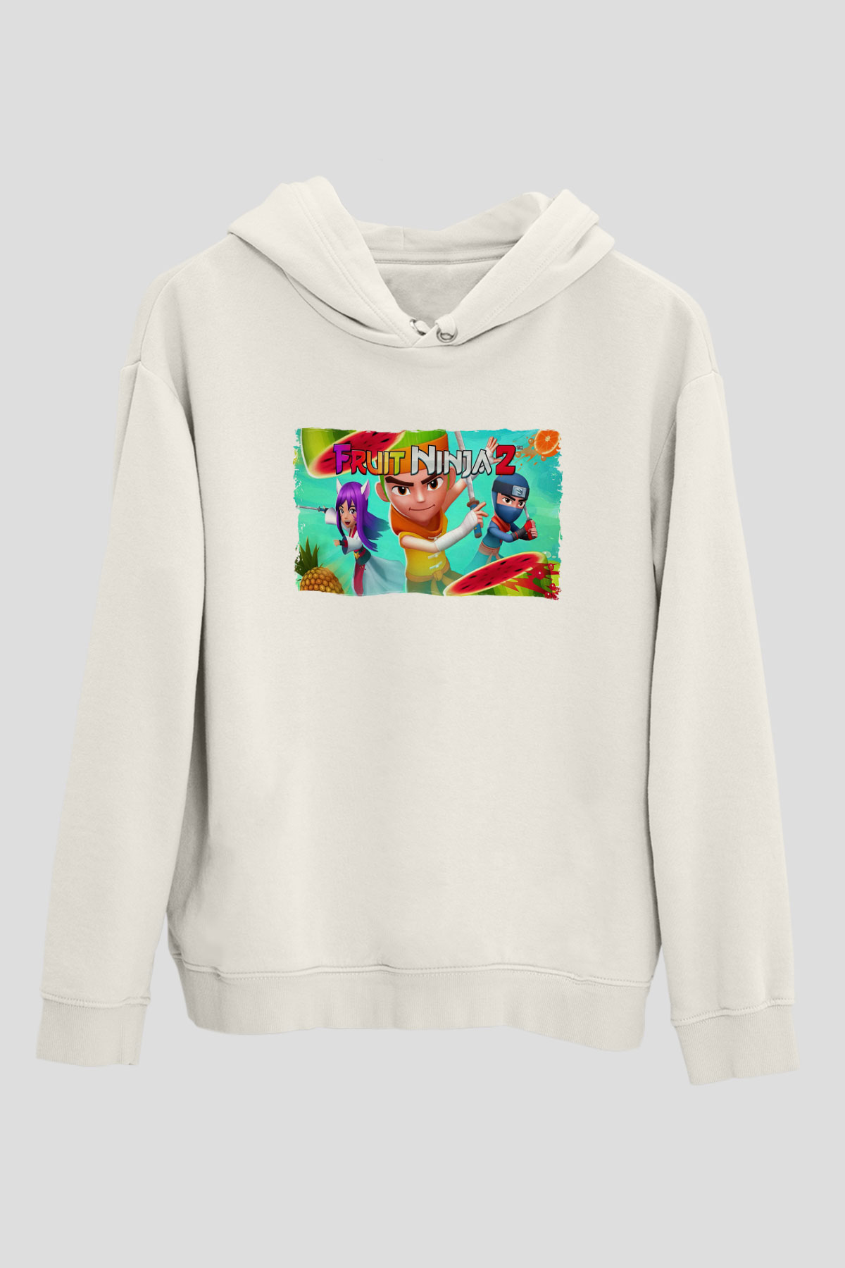 Fruit Ninja Beyaz Unisex Hoodie