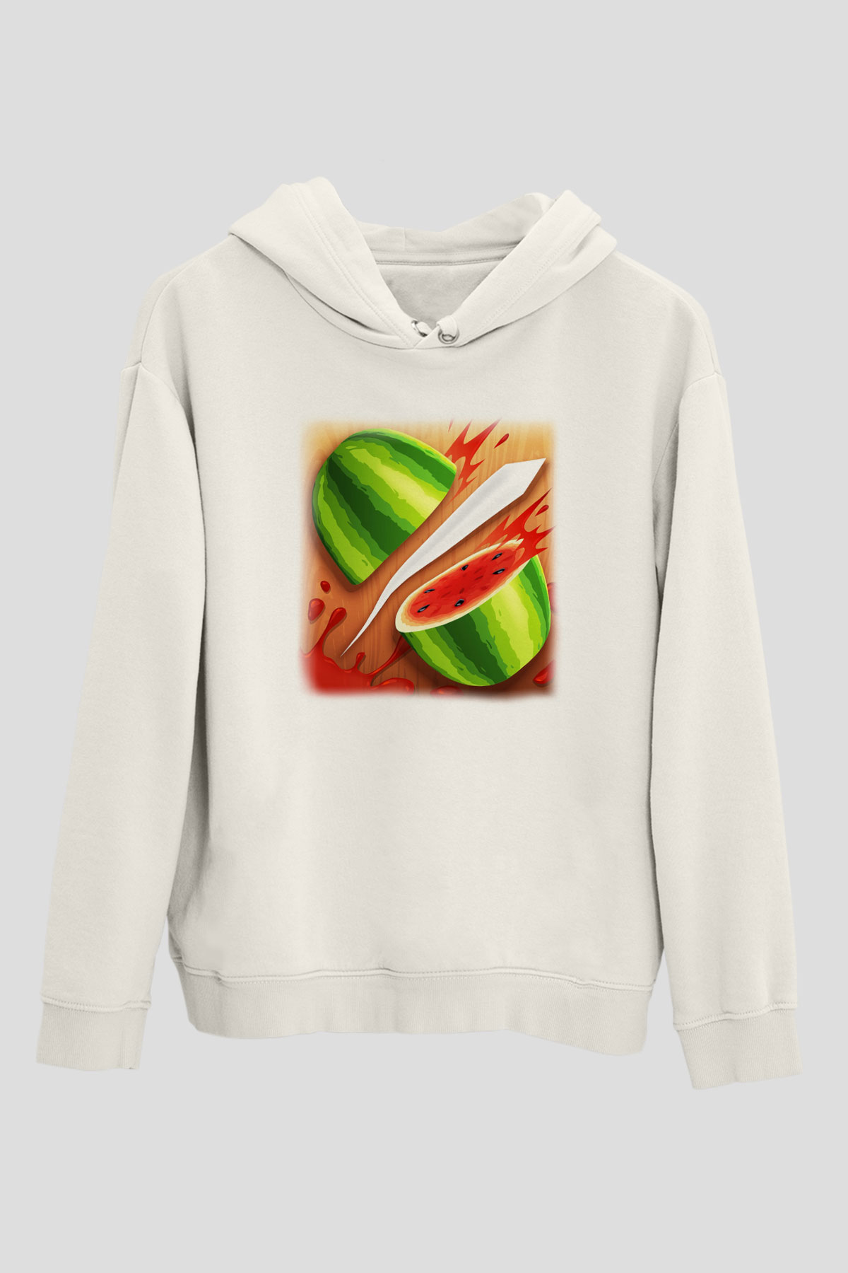 Fruit Ninja Beyaz Unisex Kapşonlu Sweatshirt