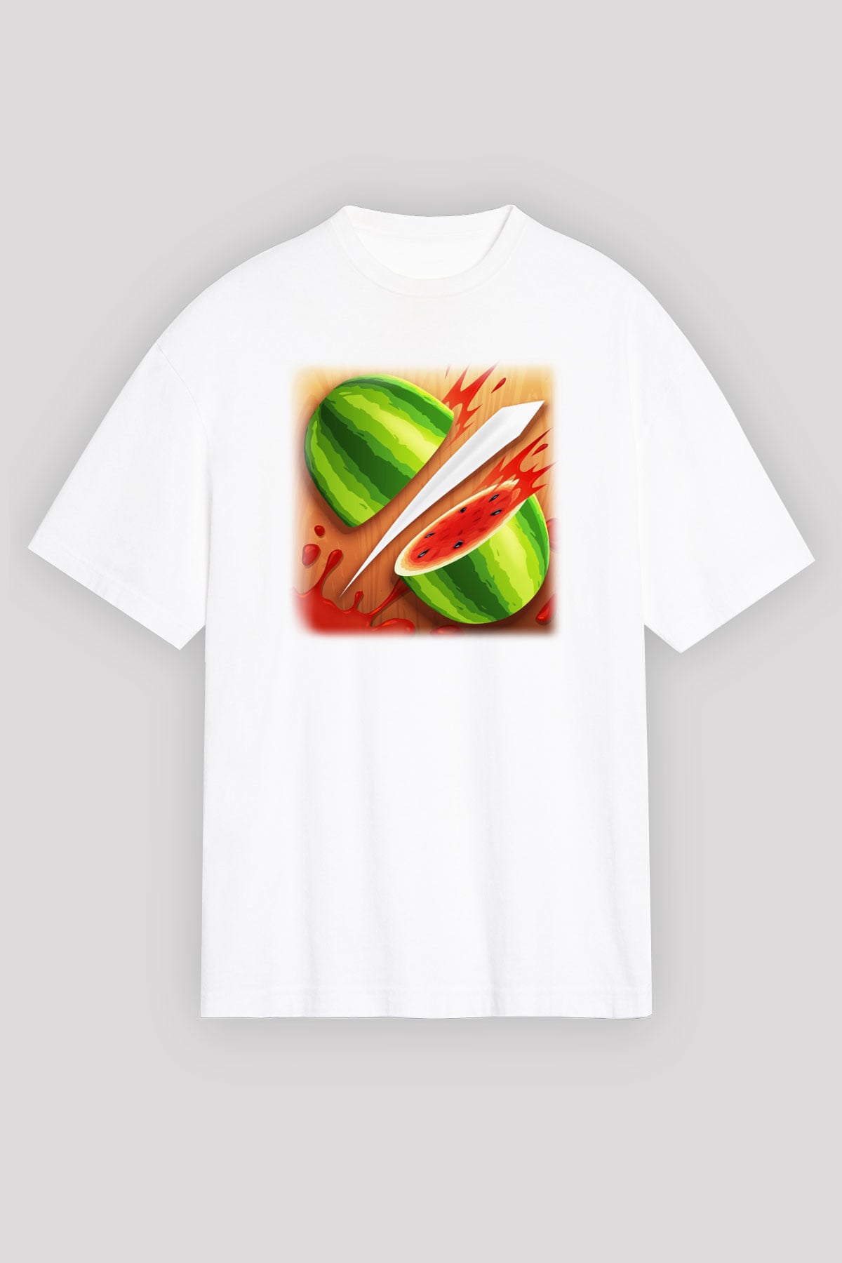 Fruit Ninja Beyaz Unisex Oversize Tişört T-Shirt