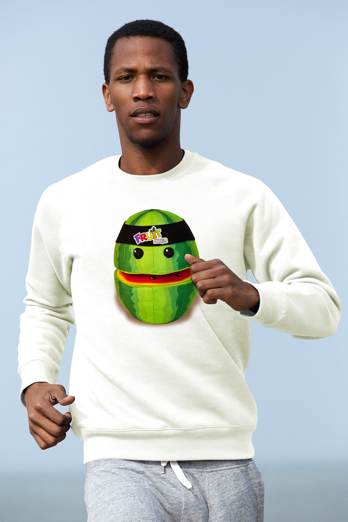 Fruit Ninja Beyaz Unisex Sweatshirt