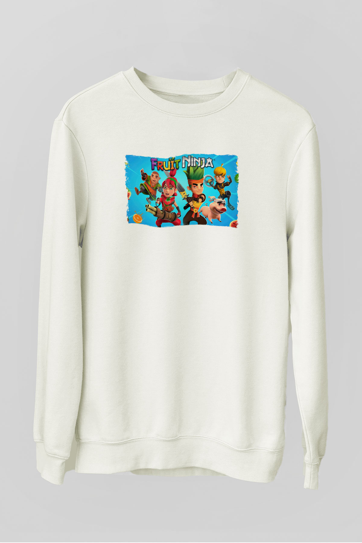 Fruit Ninja Beyaz Unisex Sweatshirt