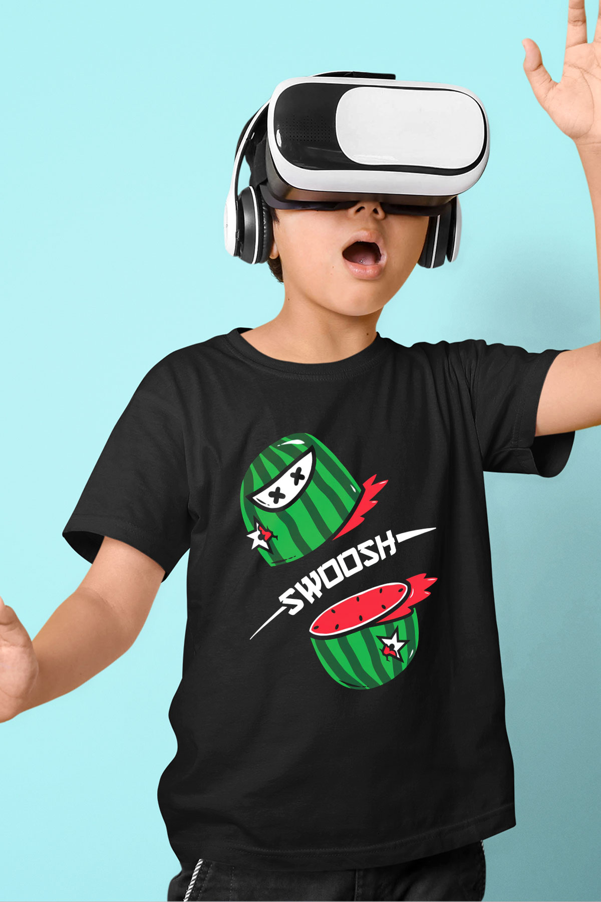 Fruit Ninja Siyah Unisex Çocuk Tişört