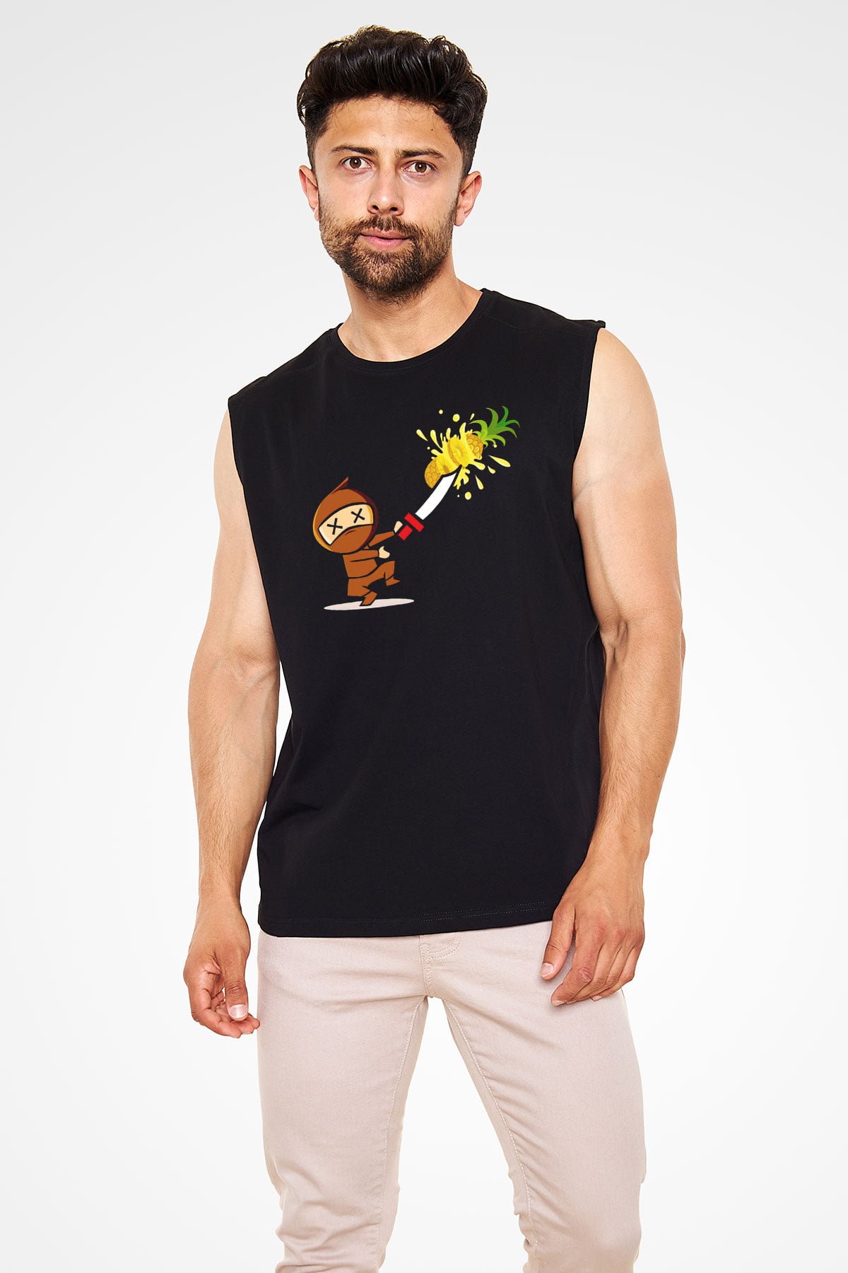Fruit Ninja Siyah Unisex Kolsuz Tişört