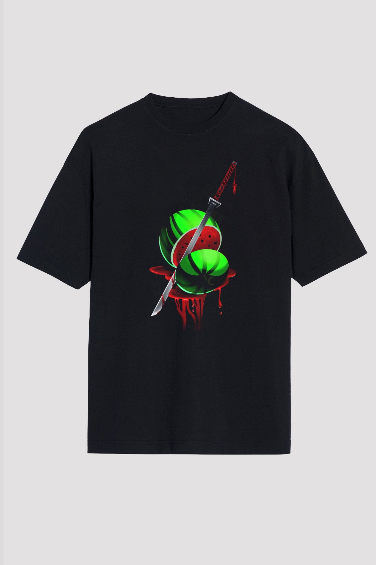 Fruit Ninja Siyah Oversize Tişört Oversize T-shirt