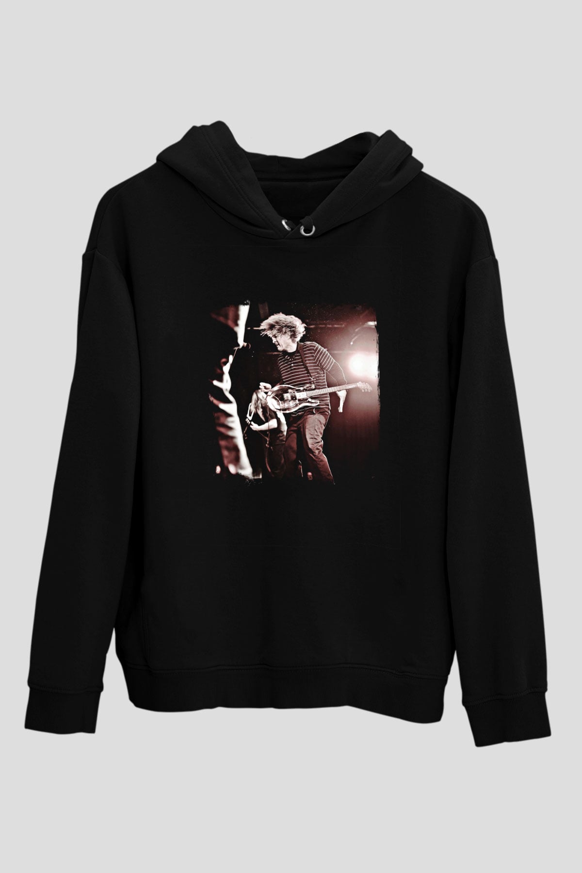 Fu Manchu Baskılı Unisex Siyah Hoodie