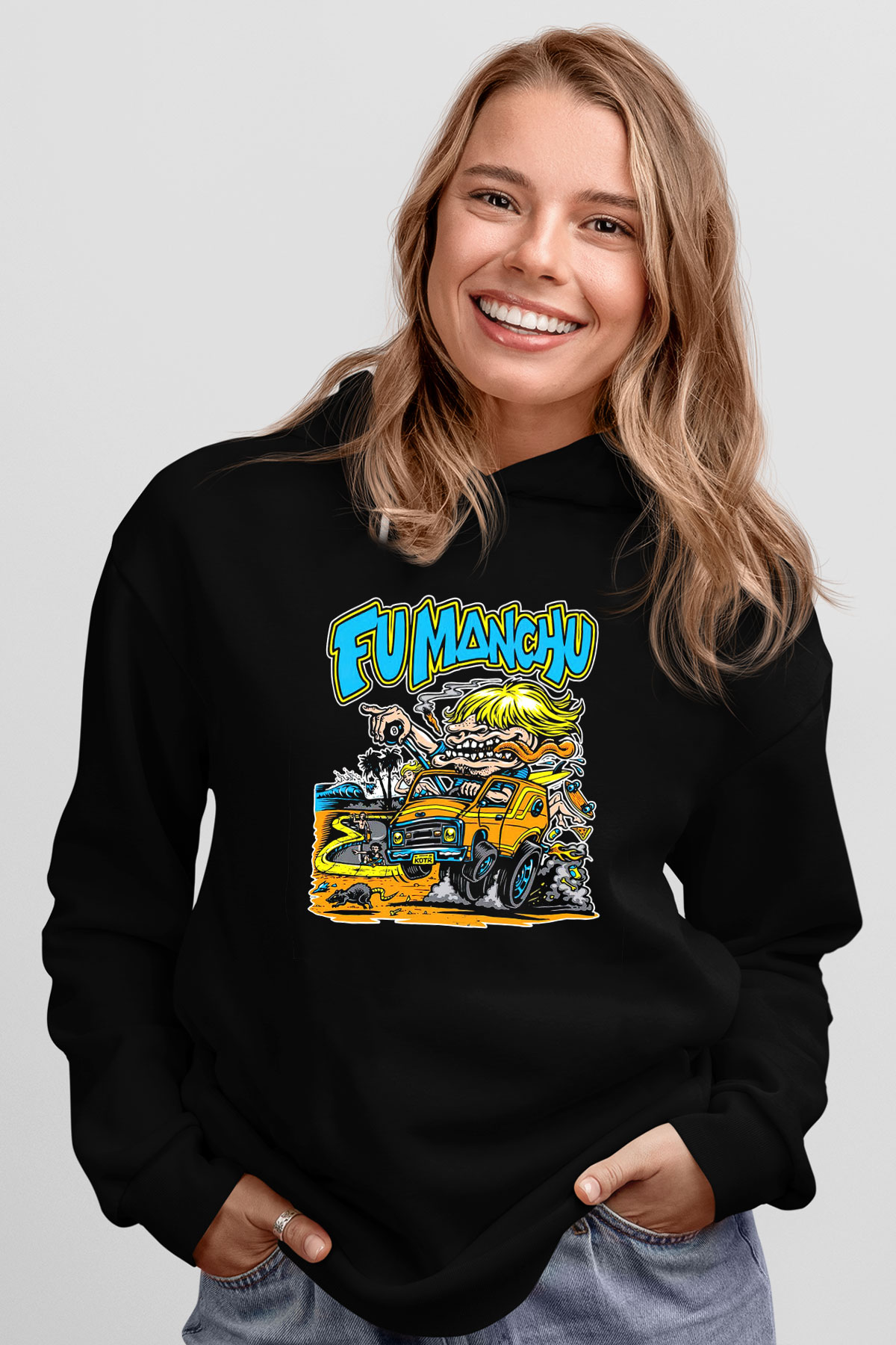 Fu Manchu Siyah Unisex Hoodie