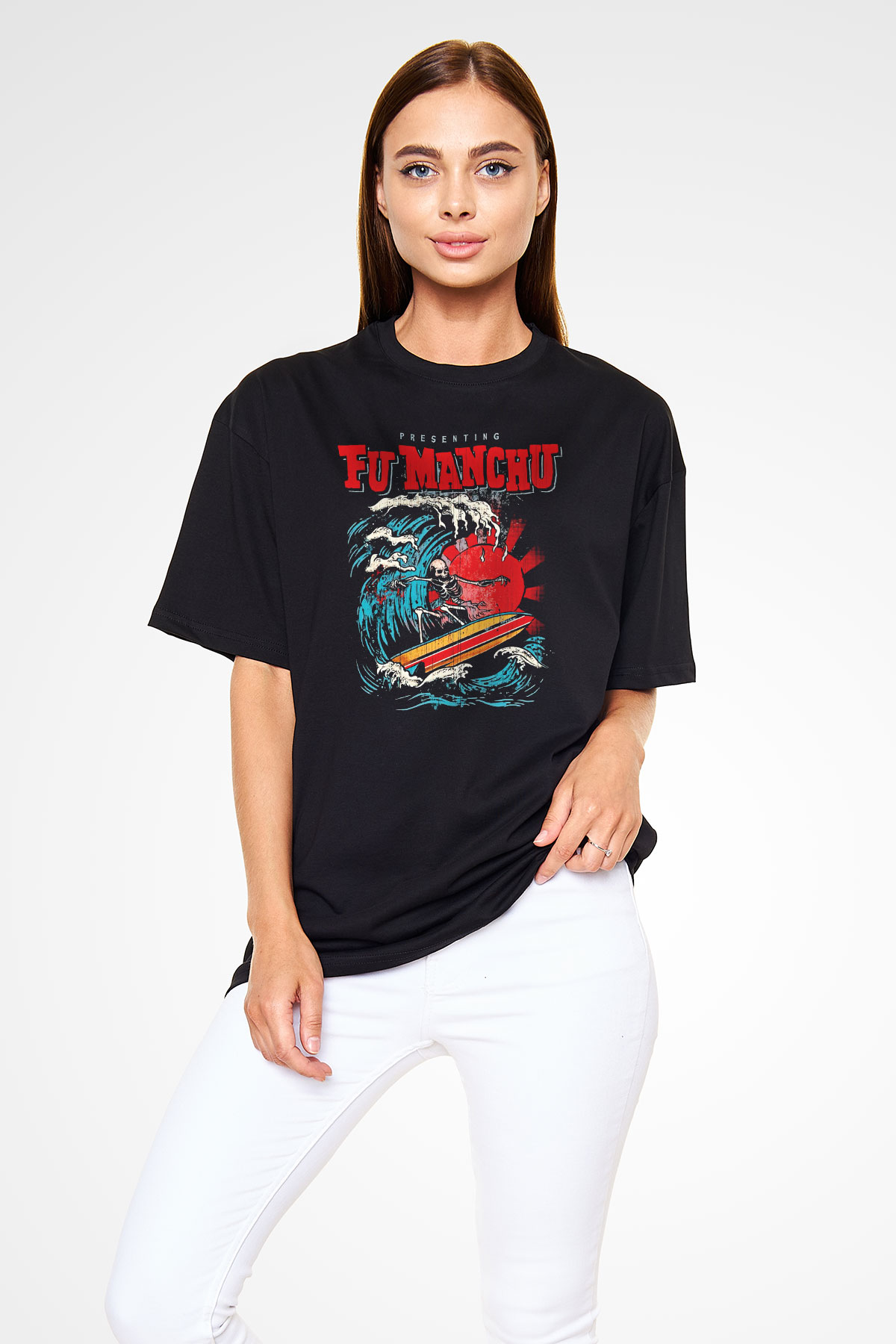 Fu Manchu Siyah Unisex Oversize Tişört T-Shirt