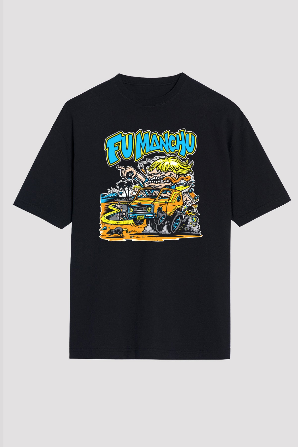 Fu Manchu Siyah Unisex Oversize Tişört T-Shirt