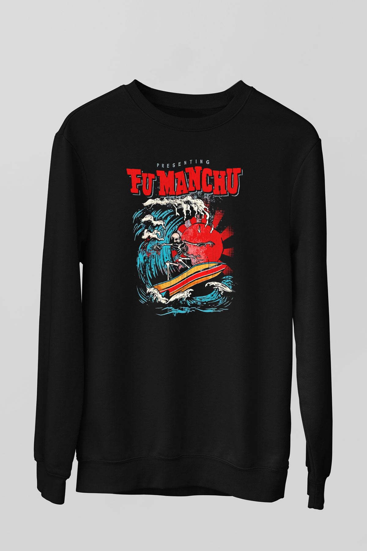 Fu Manchu Siyah Unisex Sweatshirt