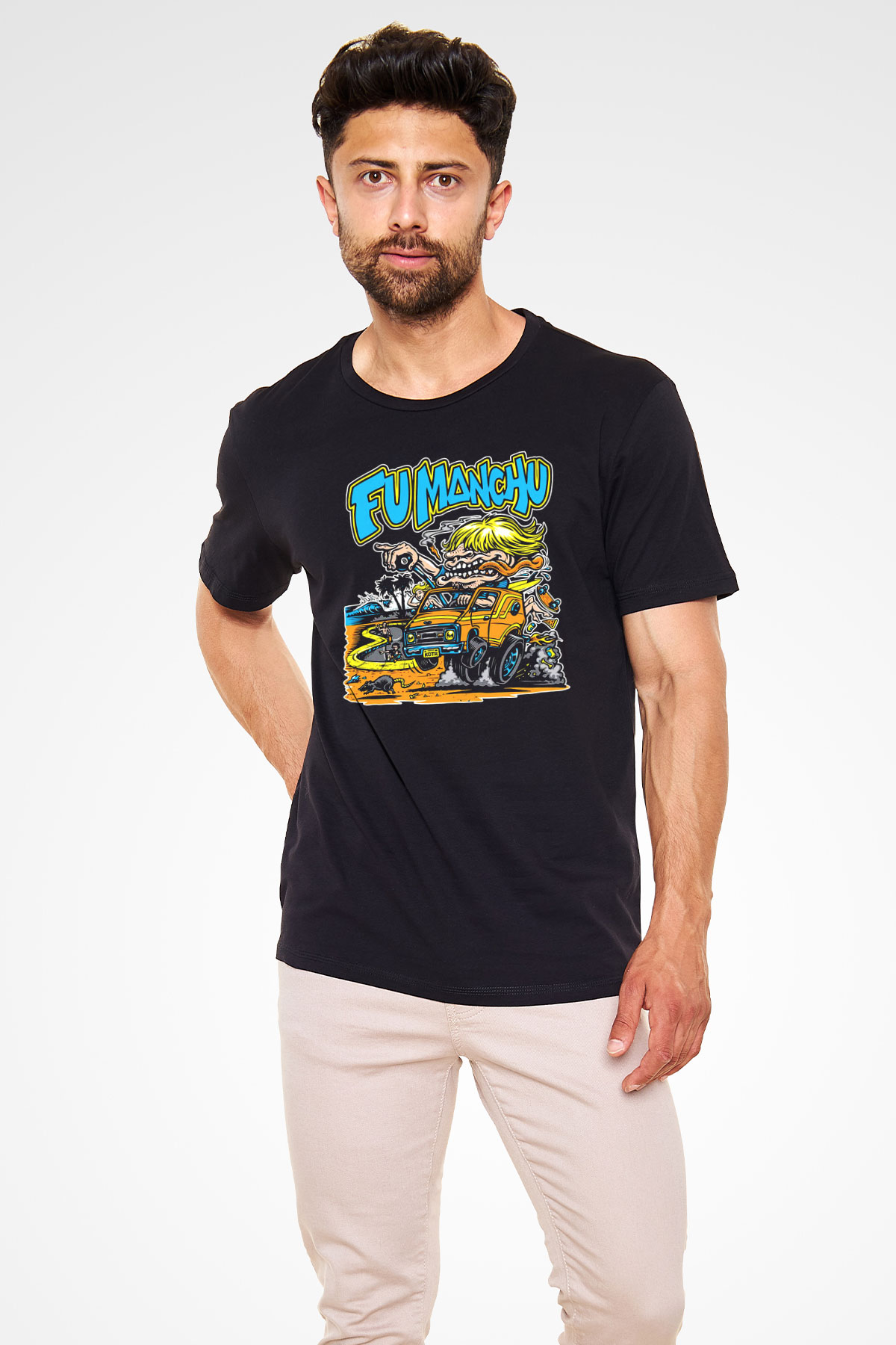Fu Manchu Siyah Unisex Tişört T-Shirt - TişörtFabrikası