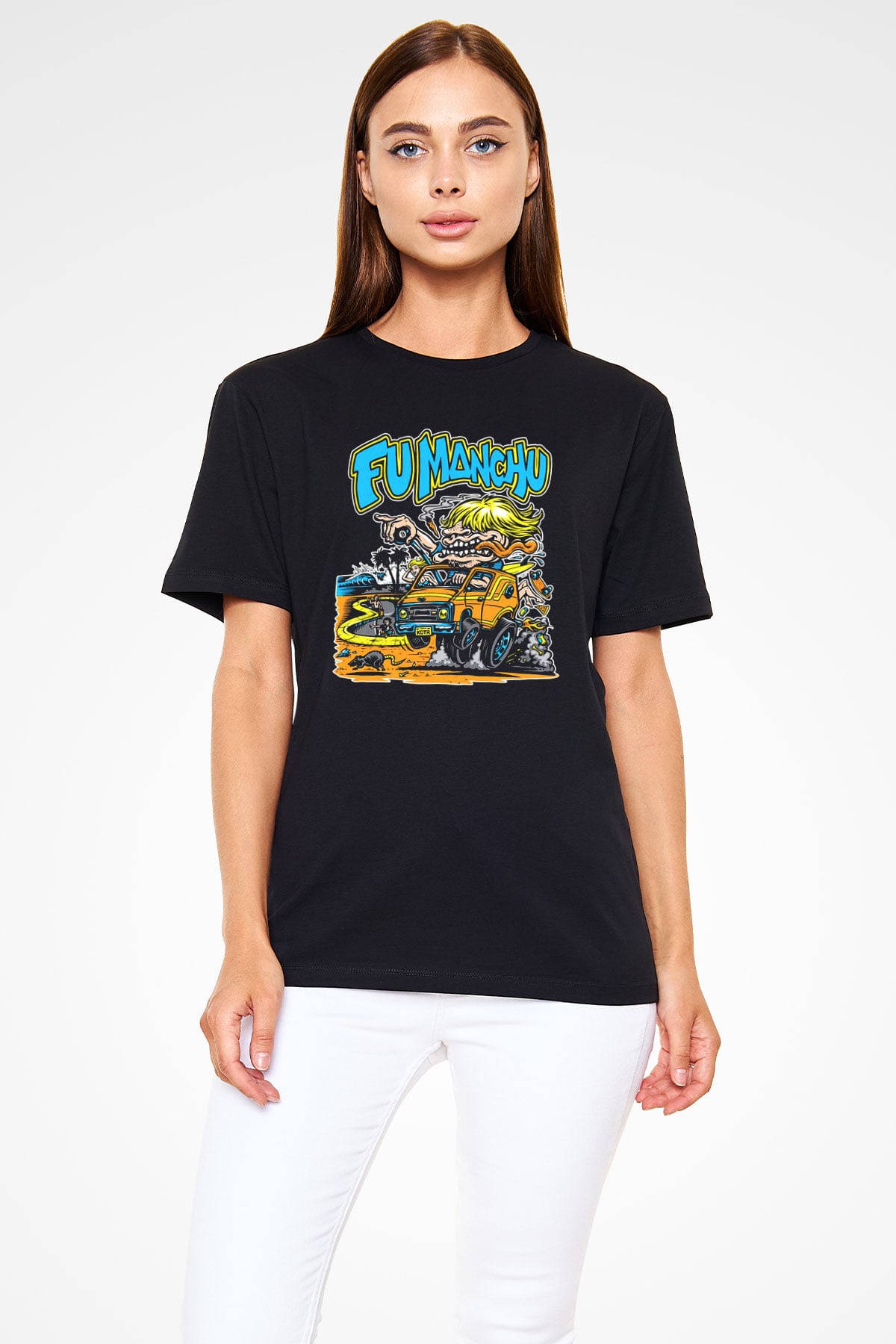 Fu Manchu Siyah Unisex Tişört T-Shirt - TişörtFabrikası