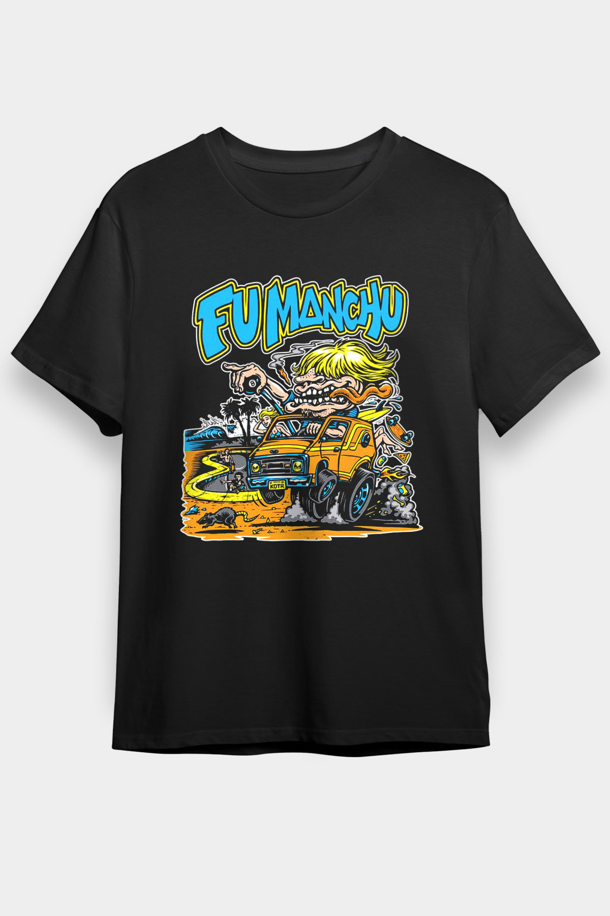 Fu Manchu Siyah Unisex Tişört T-Shirt - TişörtFabrikası