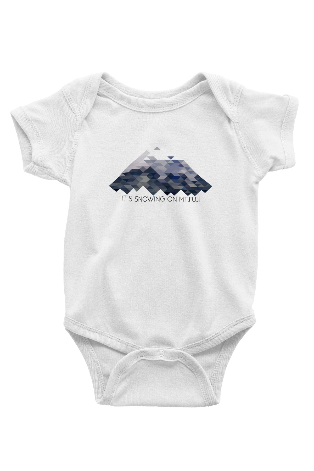 Fuji Dağı Baskılı Beyaz Unisex Bebek Body - Zıbın