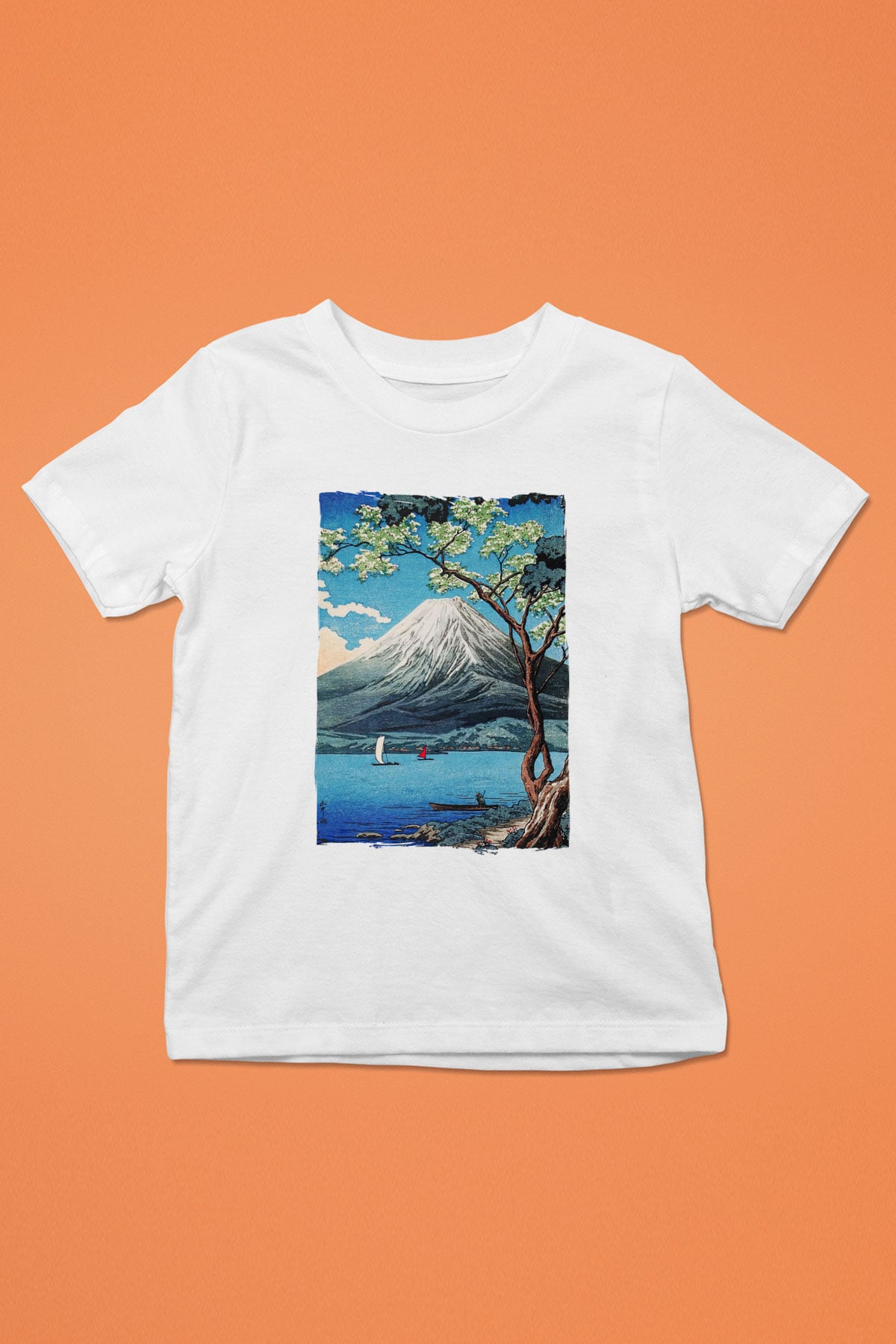 Fuji Dağı Beyaz Unisex Çocuk Tişört