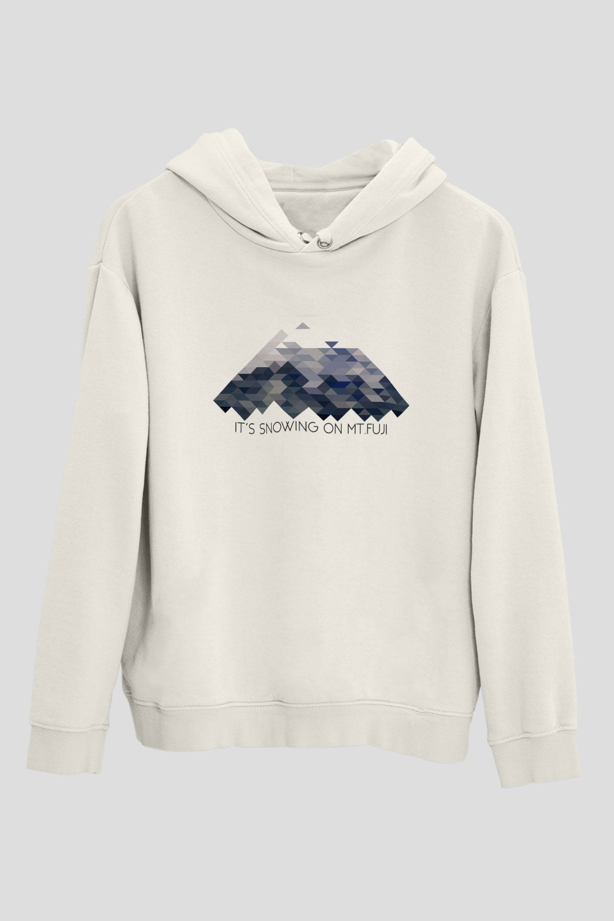 Fuji Dağı Beyaz Unisex Kapşonlu Sweatshirt