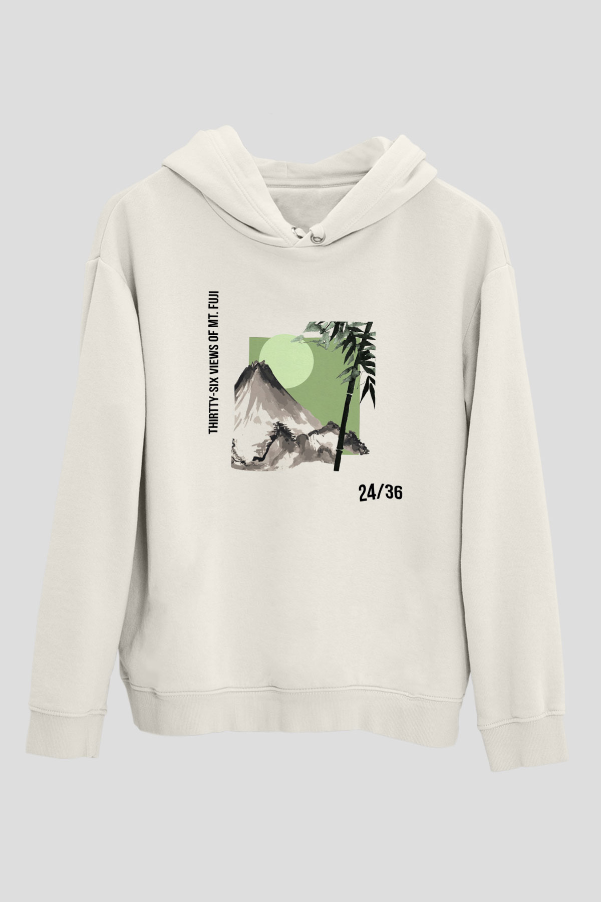 Fuji Dağı Beyaz Unisex Kapşonlu Sweatshirt
