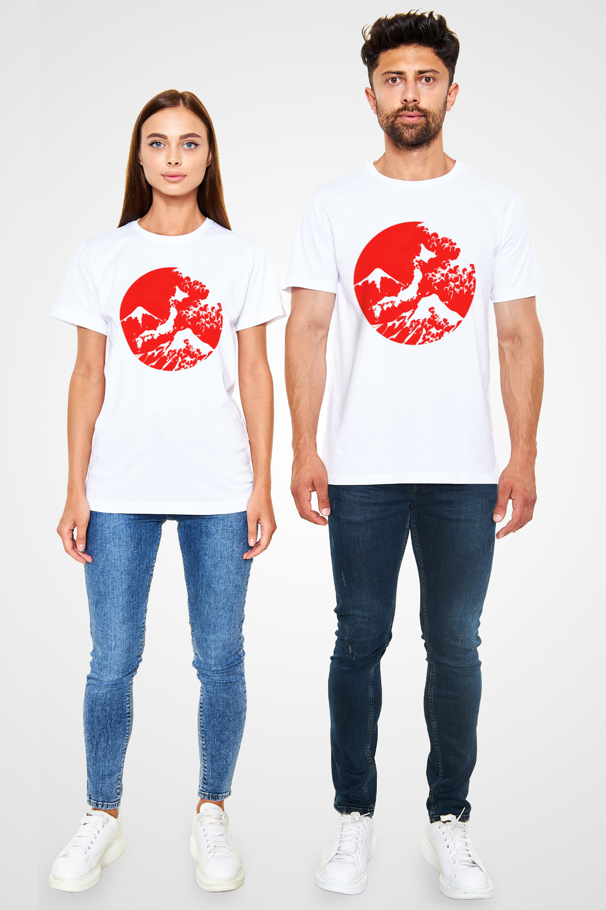 Fuji Dağı Beyaz Unisex Tişört T-Shirt - TişörtFabrikası