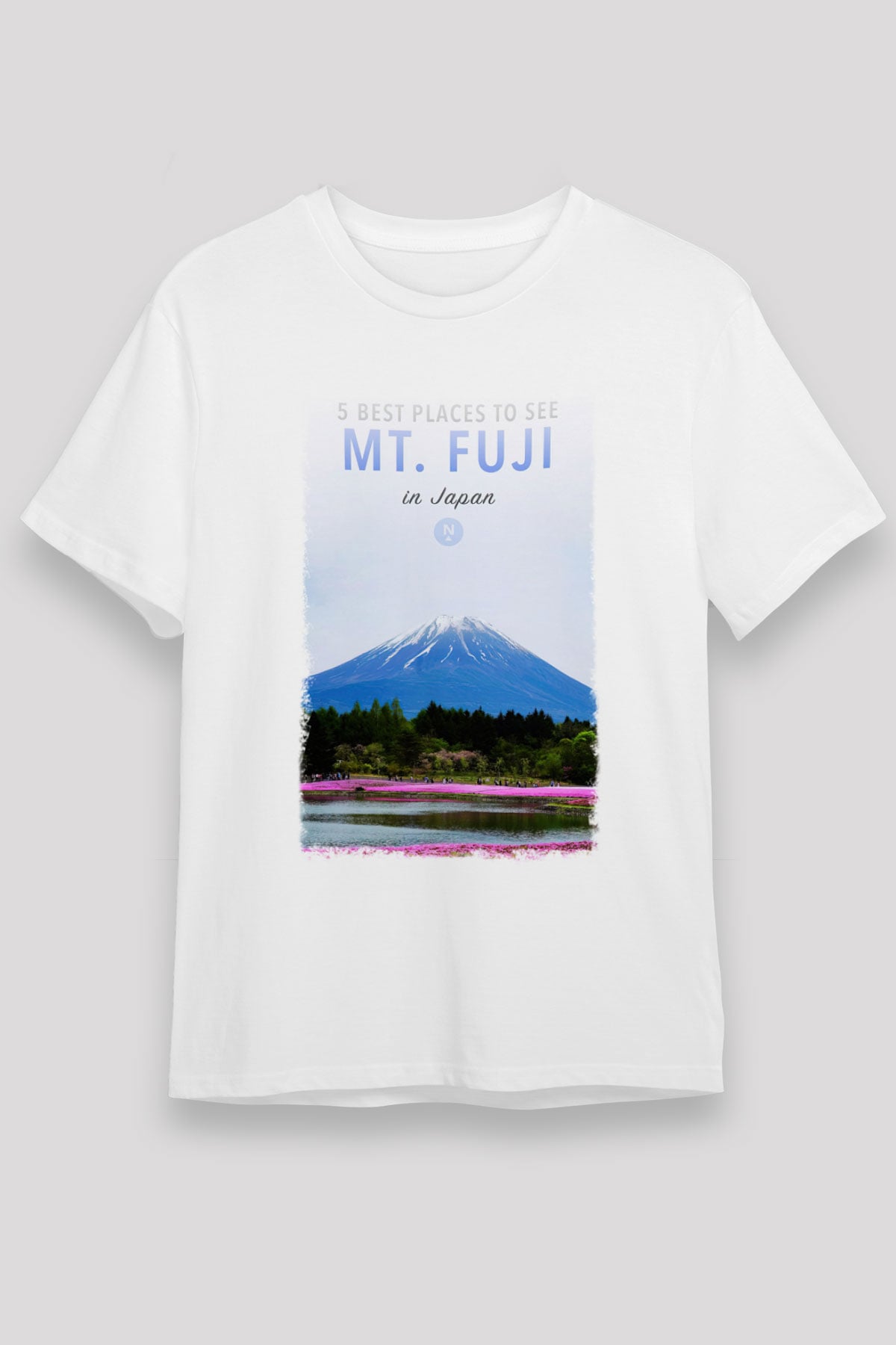 Fuji Dağı Beyaz Unisex Tişört T-Shirt - TişörtFabrikası