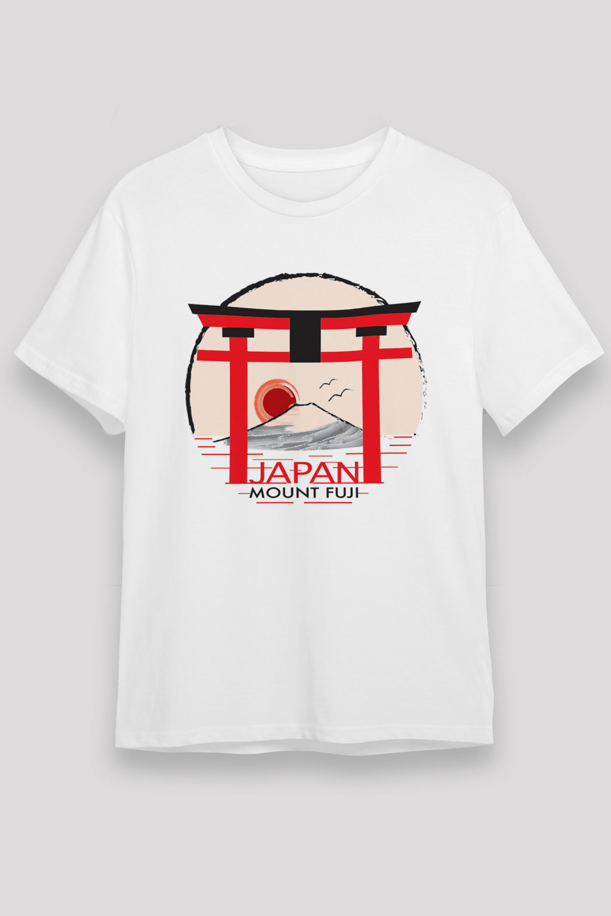 Fuji Dağı Beyaz Unisex Tişört T-Shirt - TişörtFabrikası
