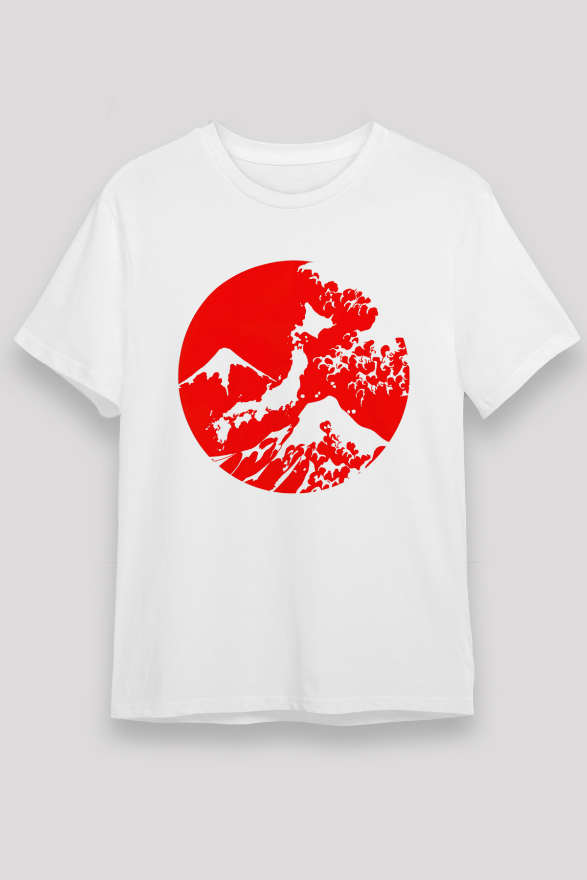 Fuji Dağı Beyaz Unisex Tişört T-Shirt - TişörtFabrikası