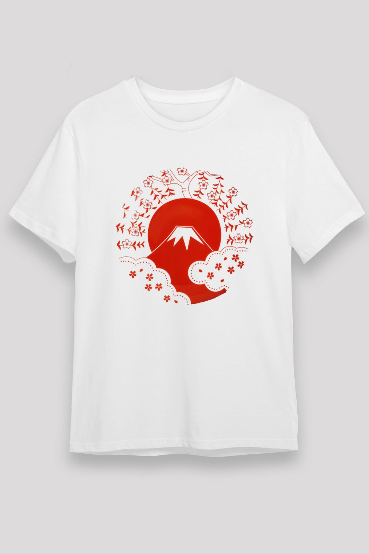Fuji Dağı Beyaz Unisex Tişört T-Shirt - TişörtFabrikası