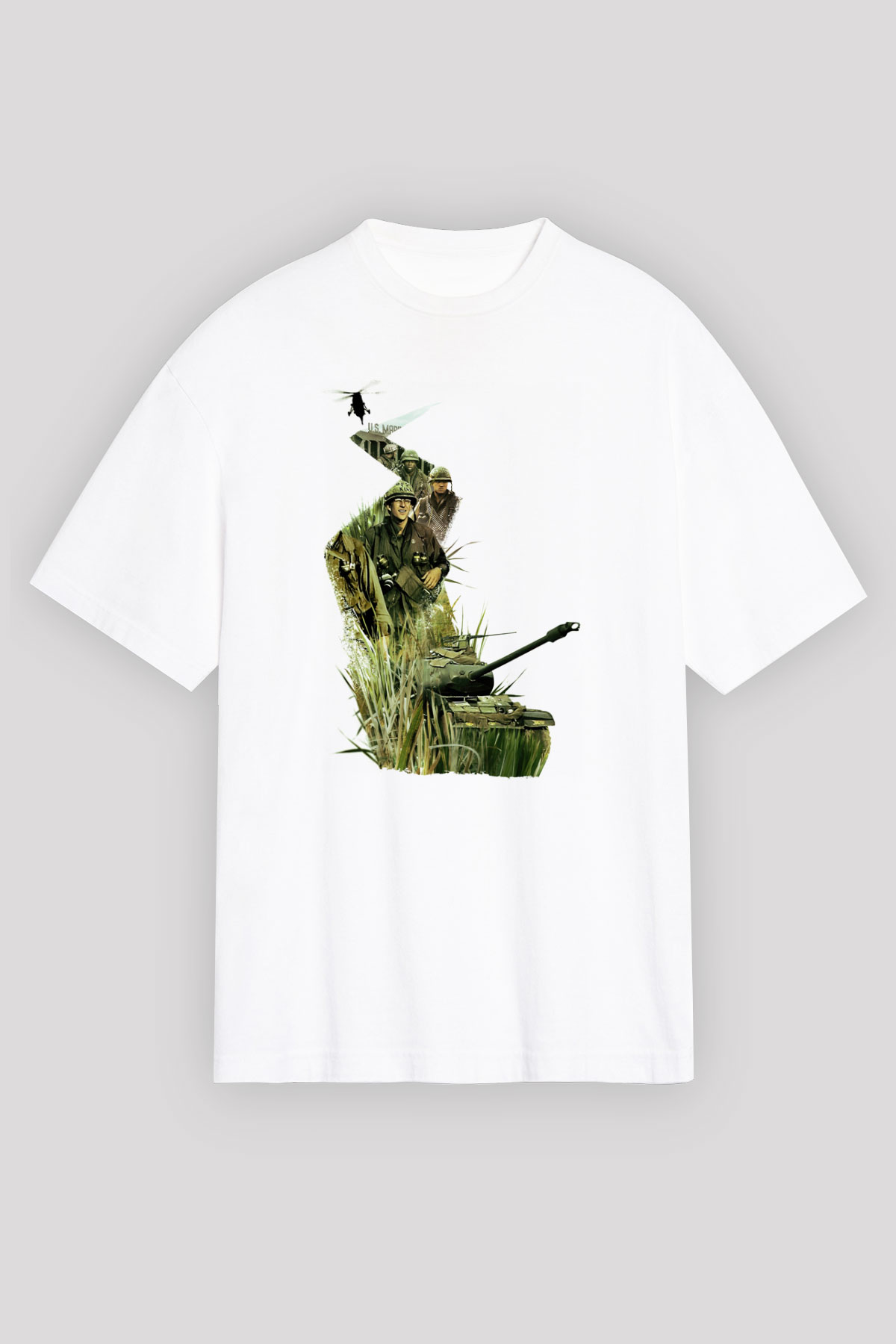 Full Metal Jacket Baskılı Beyaz Unisex Oversize Tişört