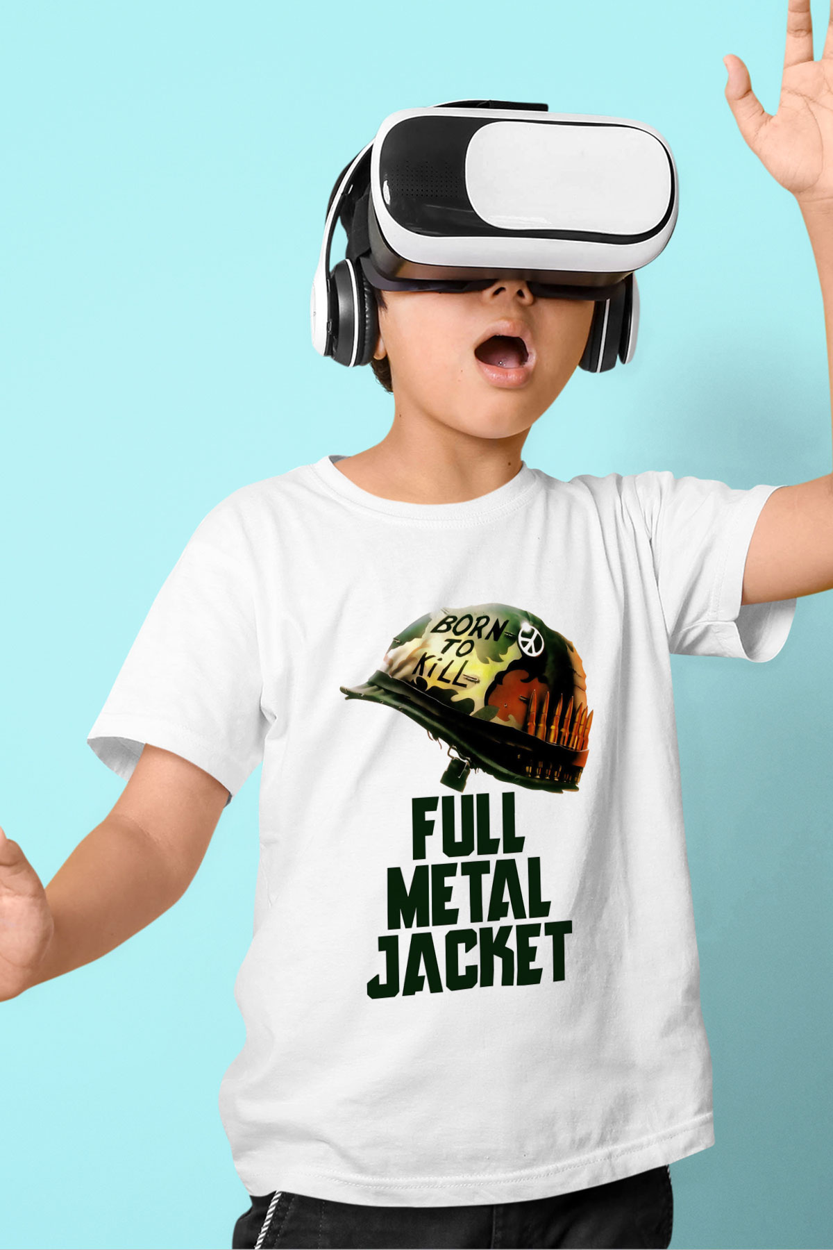 Full Metal Jacket Baskılı Beyaz Unisex Çocuk Tişört